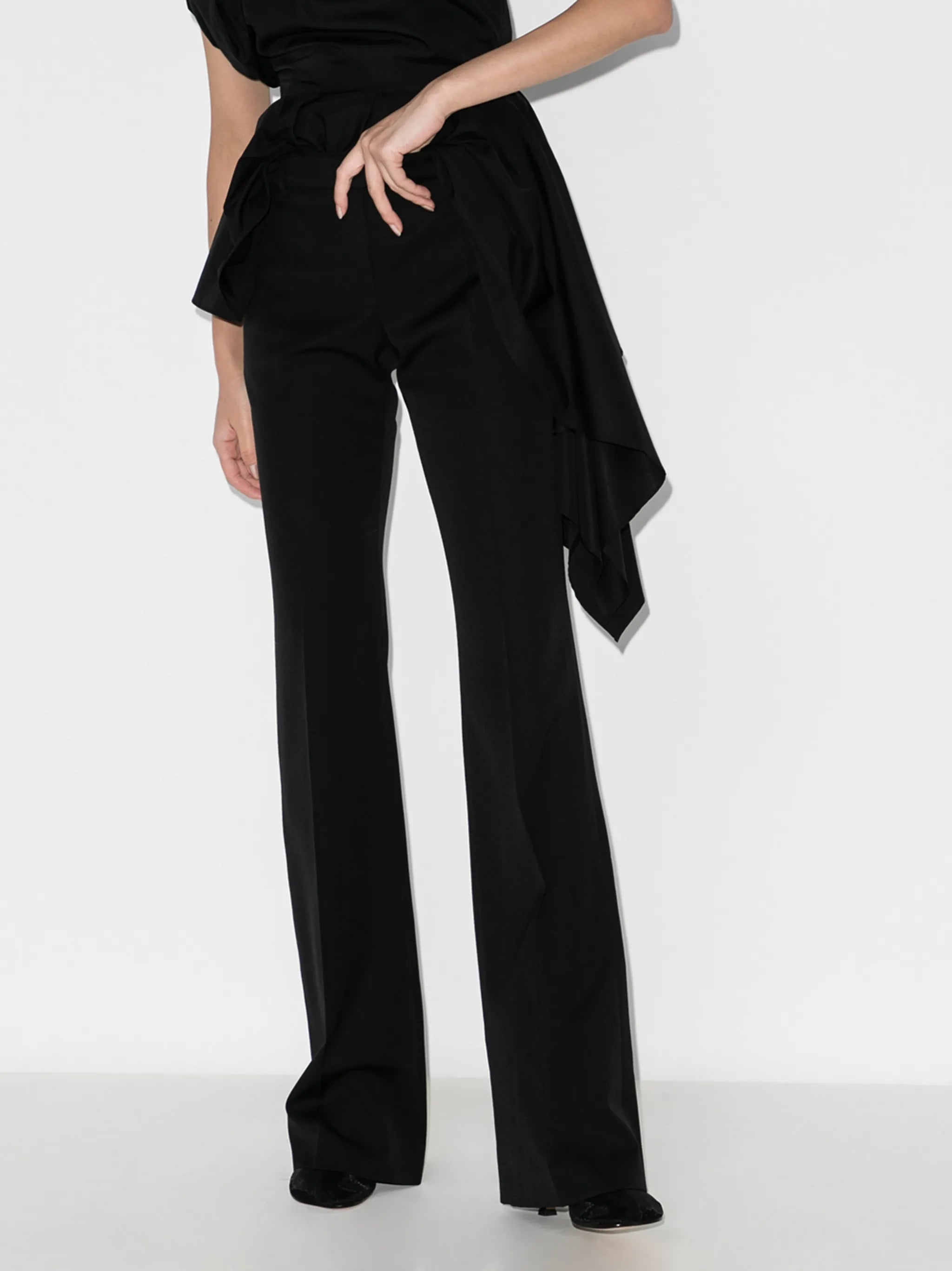 high-waisted wool trousers