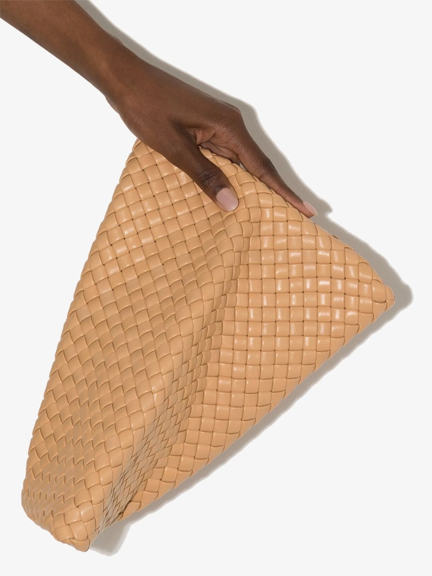 Twist woven clutch bag
