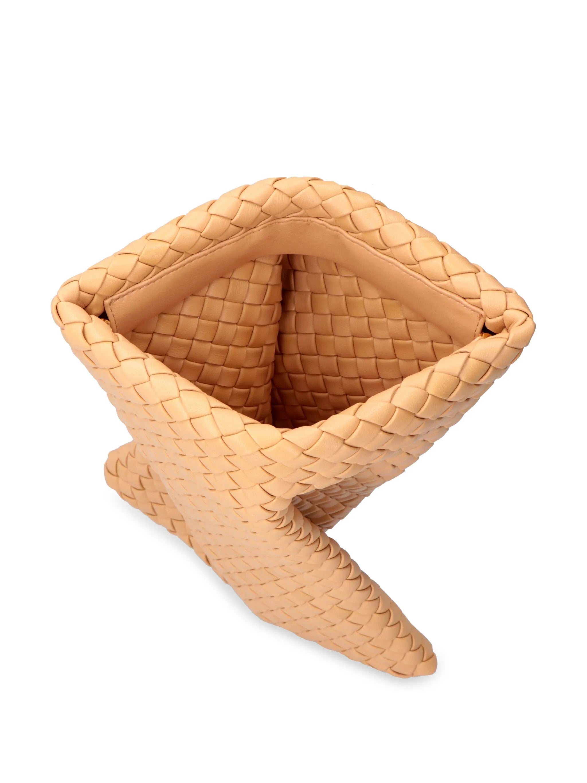 Twist woven clutch bag