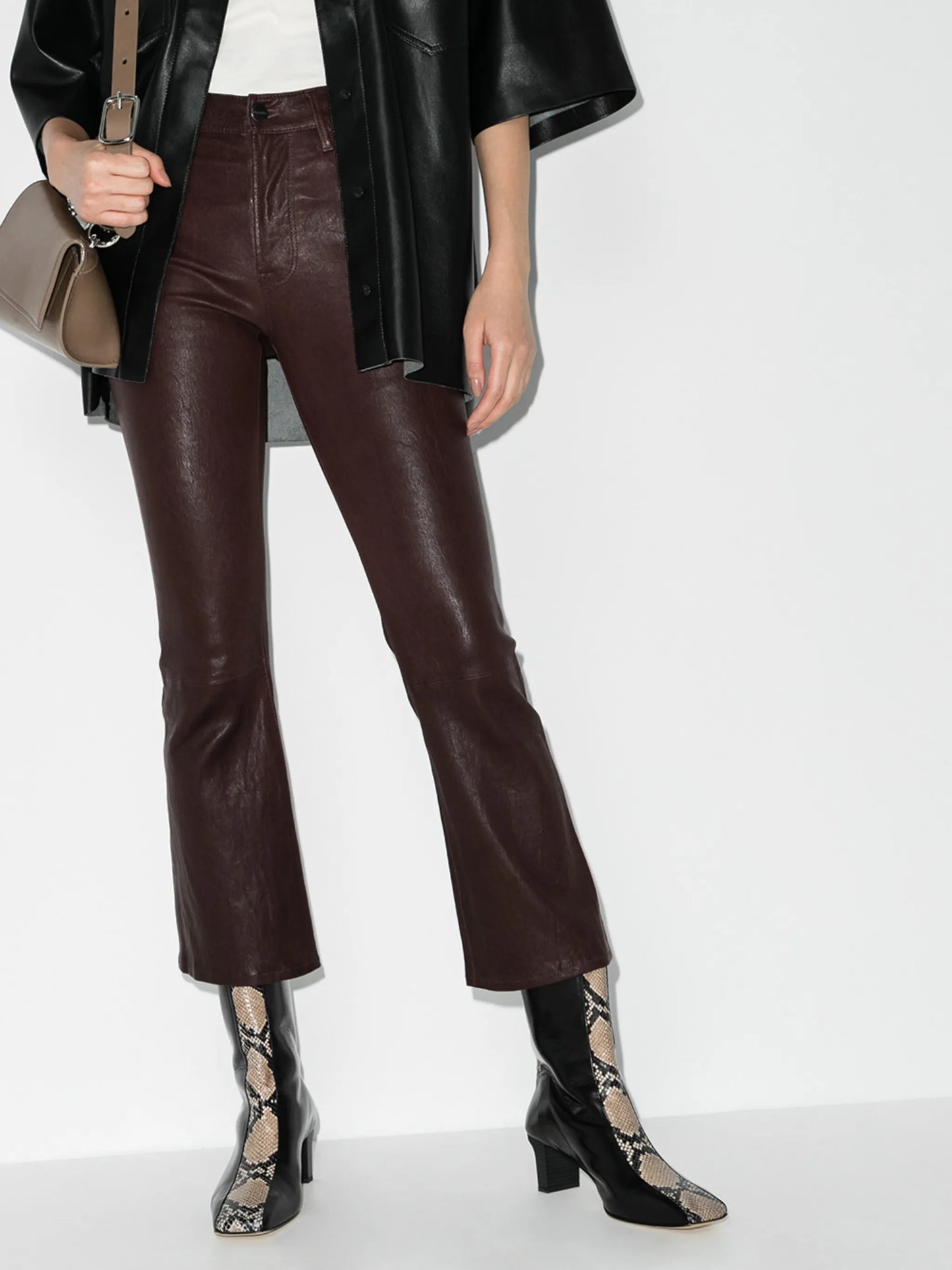 Le Crop leather flared trousers