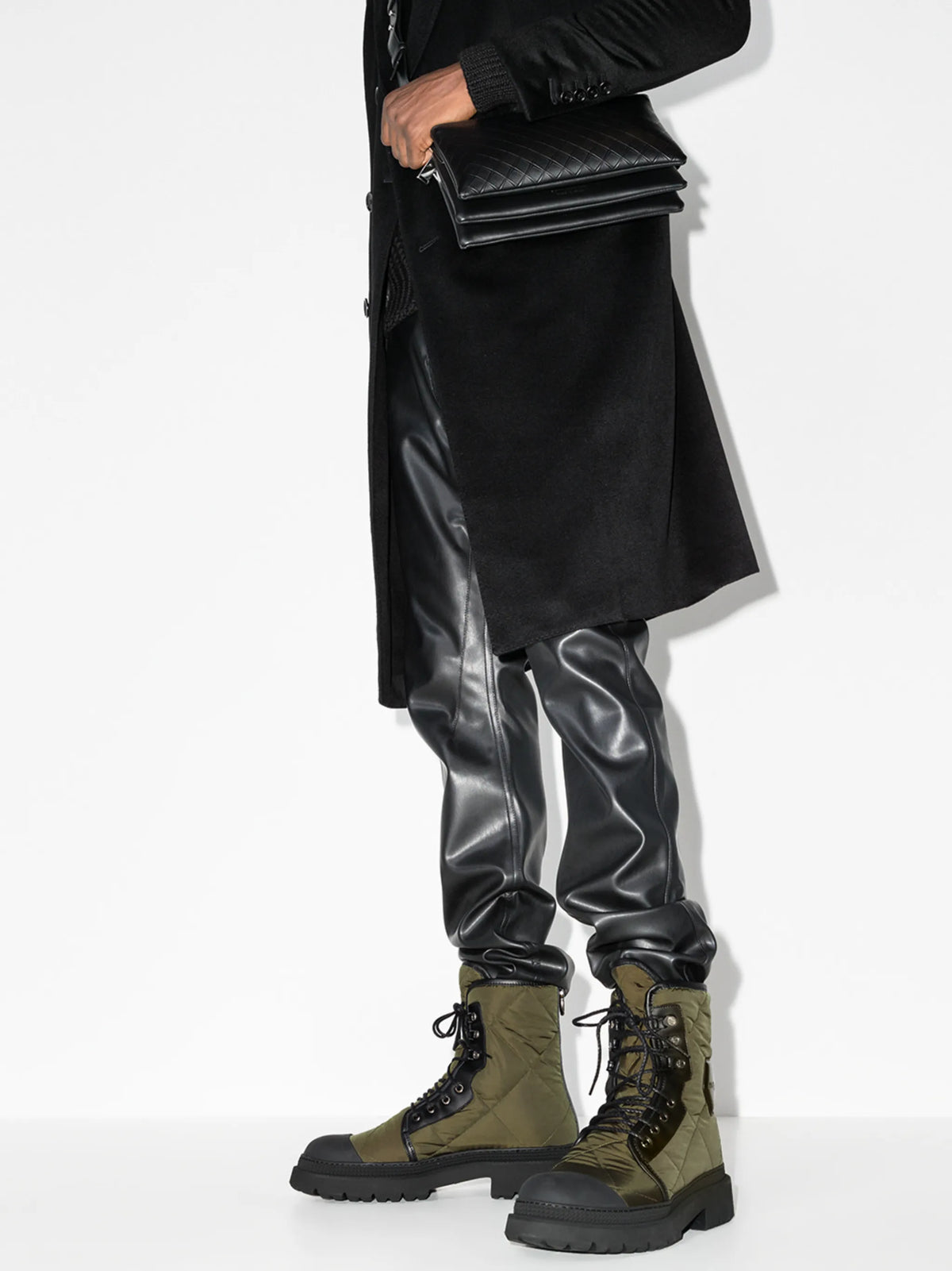 logo-patch quilted combat boots