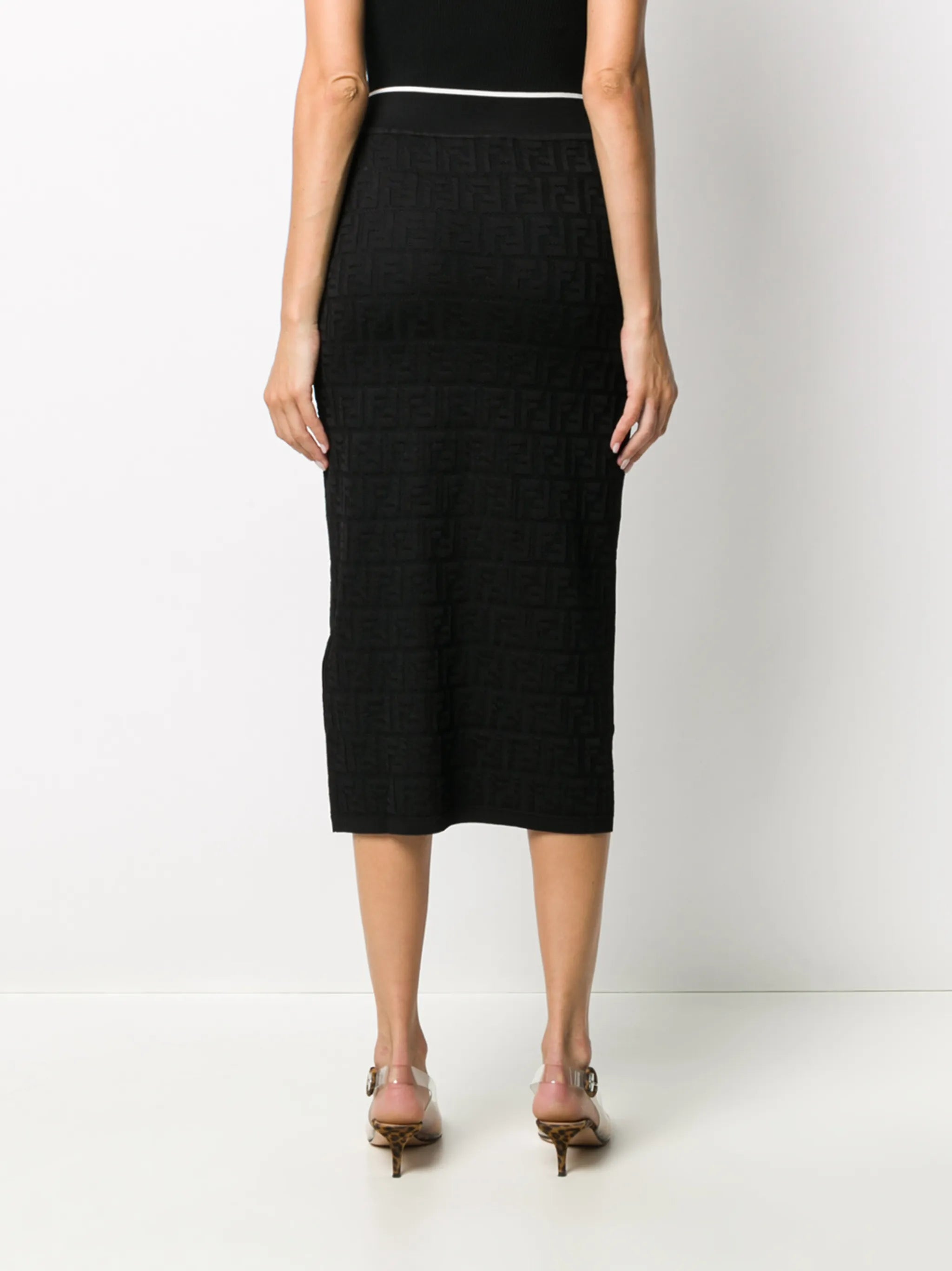 monogram pattern knitted skirt