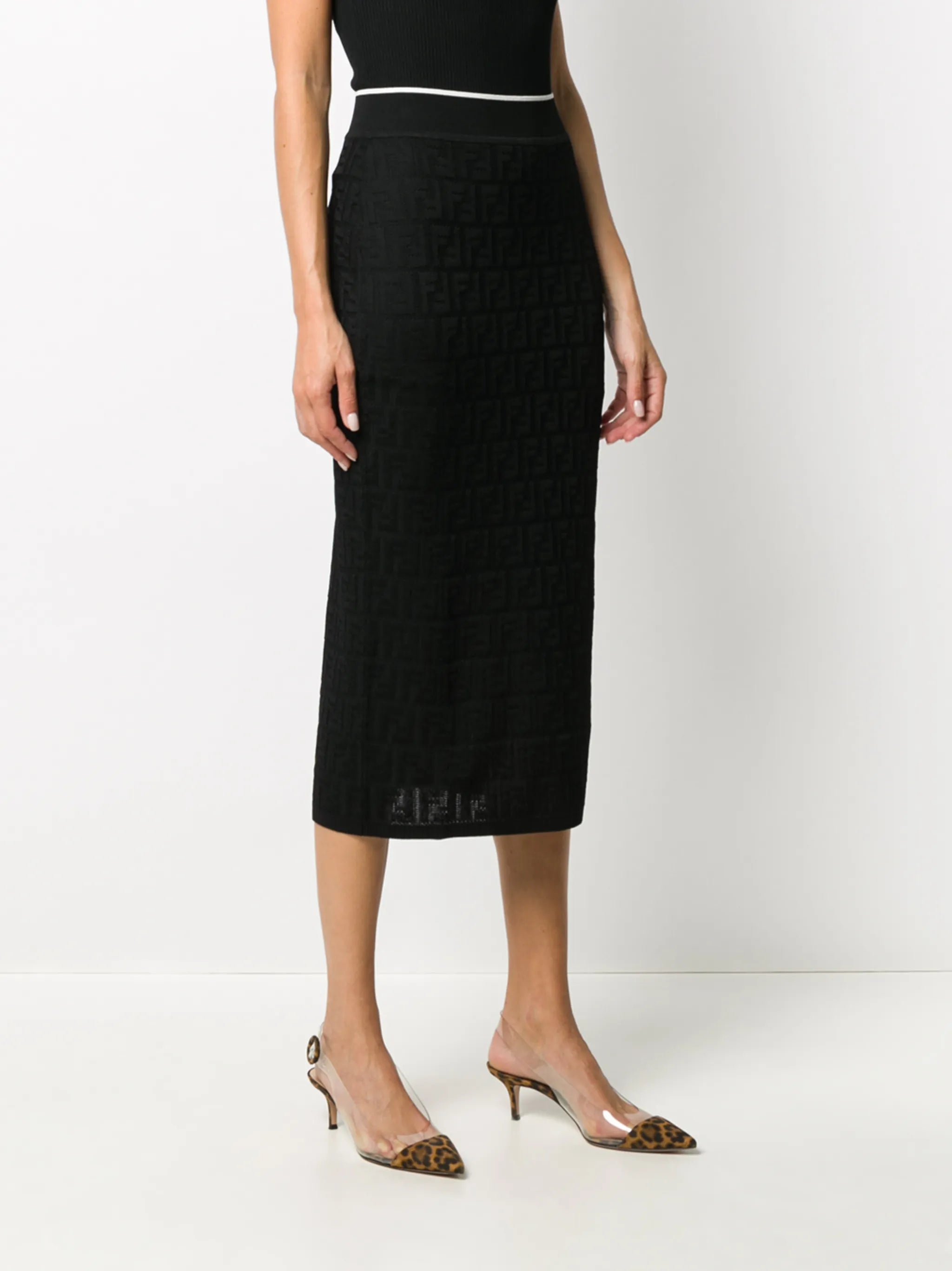 monogram pattern knitted skirt