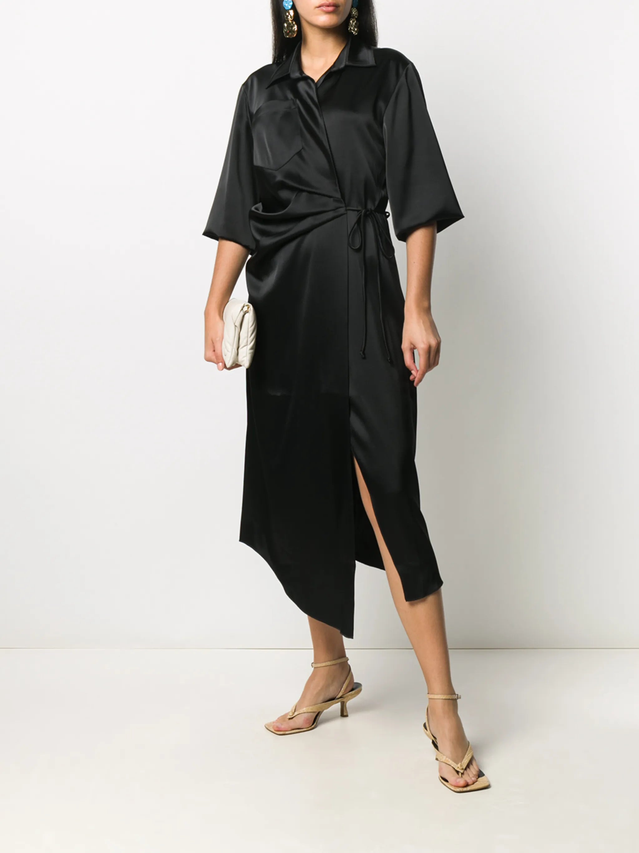 satin wrap dress
