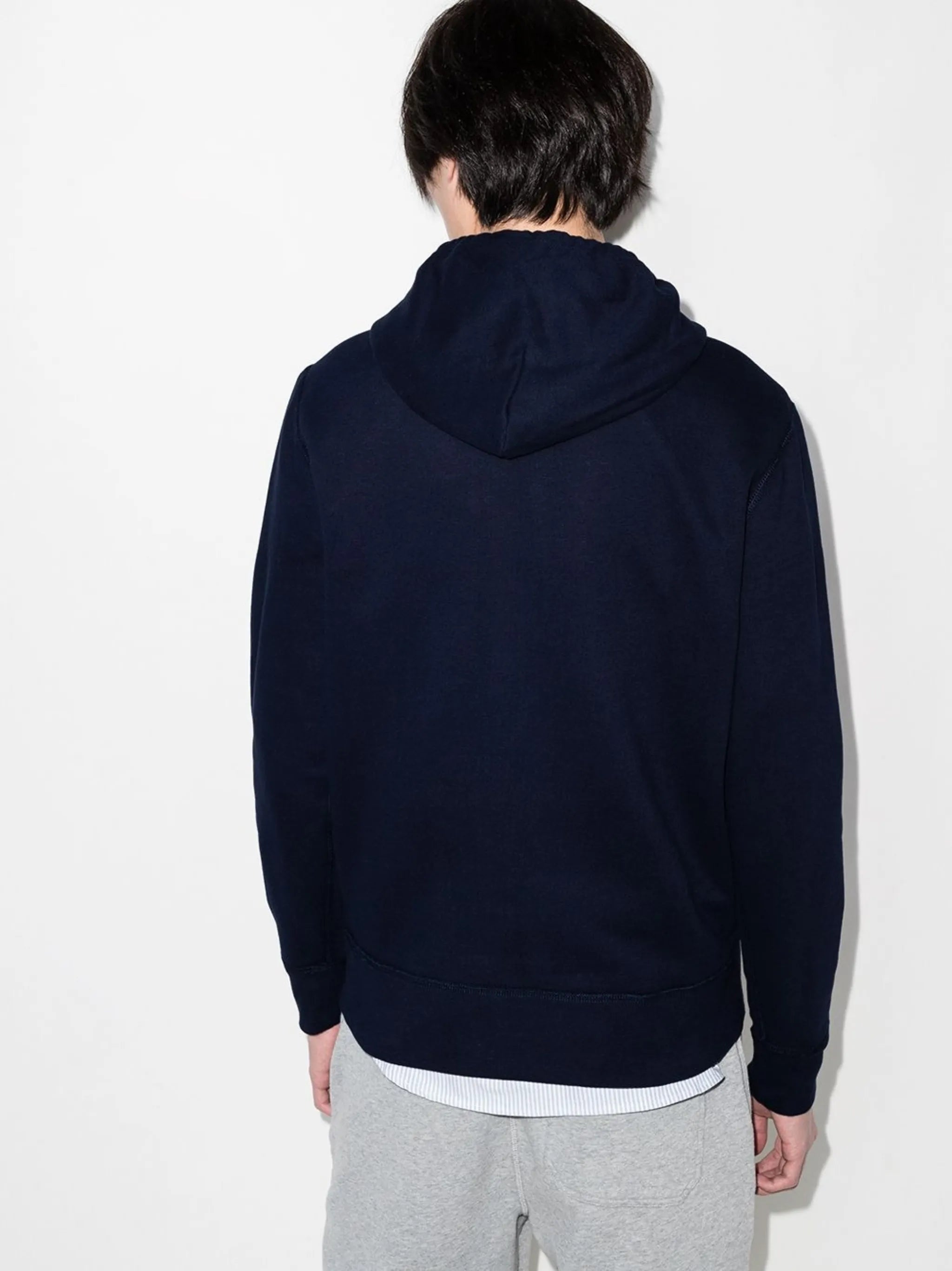 logo-embroidered drawstring hoodie