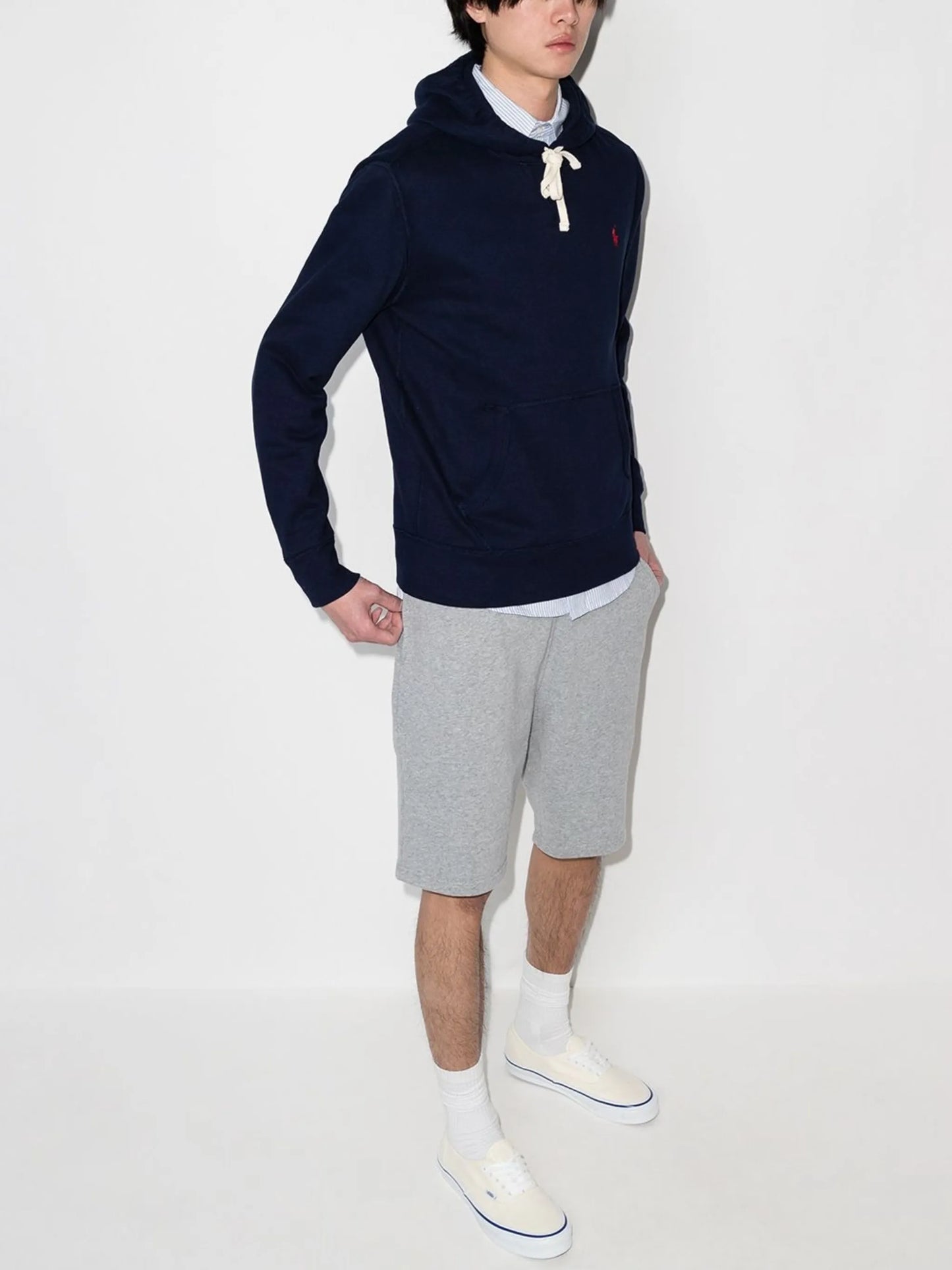 logo-embroidered drawstring hoodie