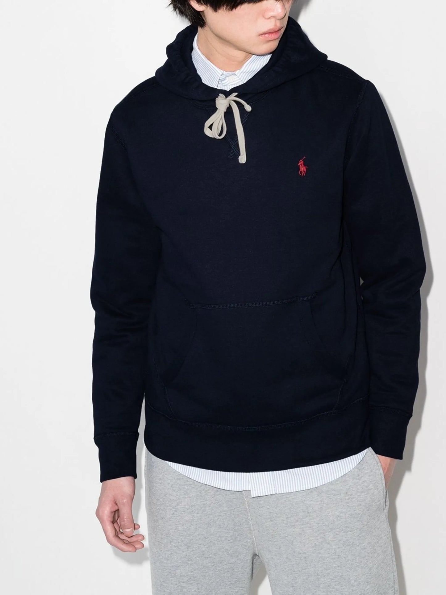 logo-embroidered drawstring hoodie