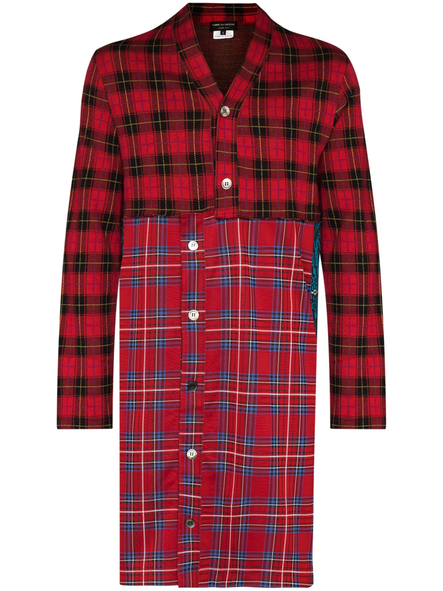 patchwork tartan-print shirt