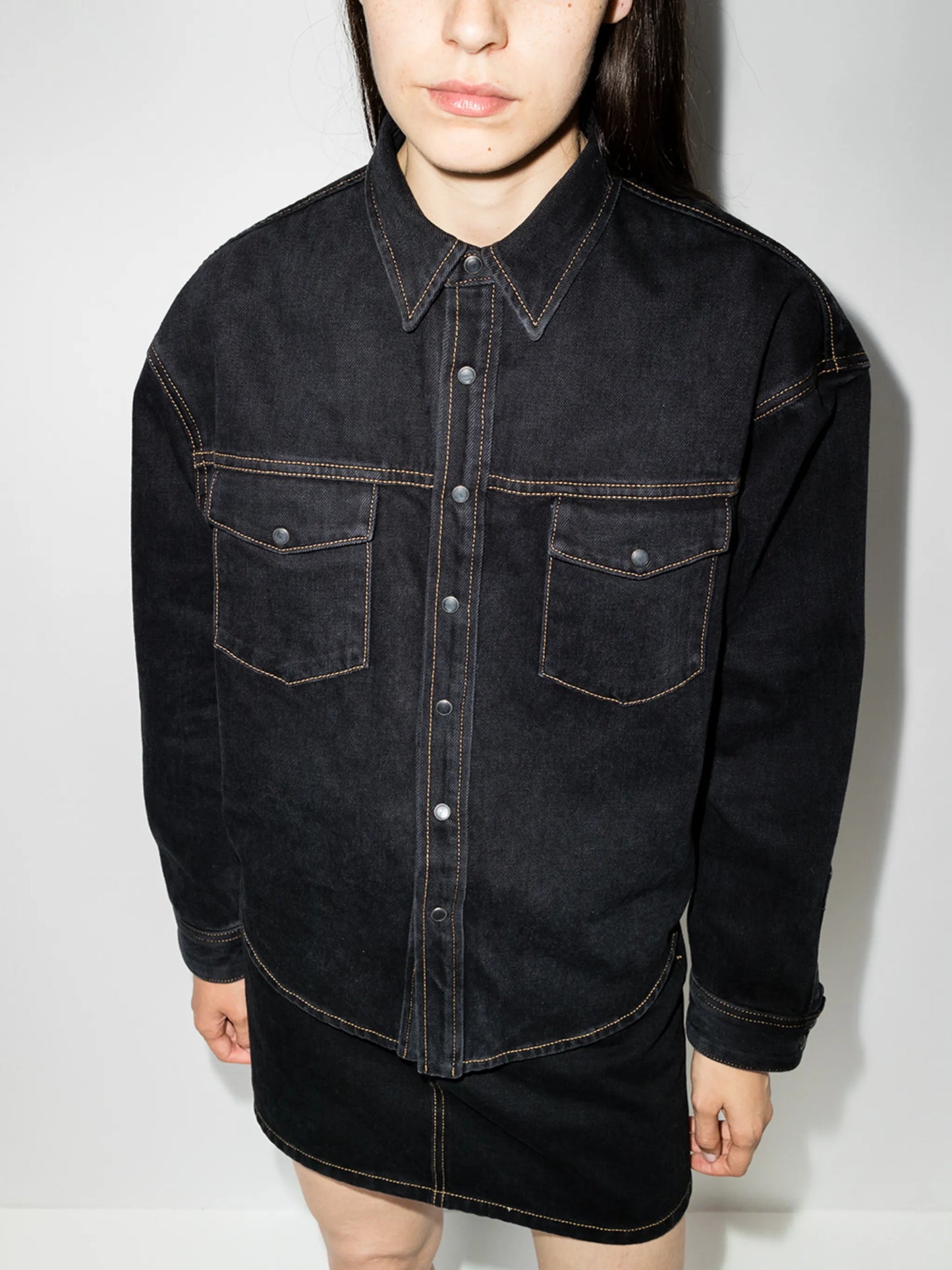 oversized denim button jacket