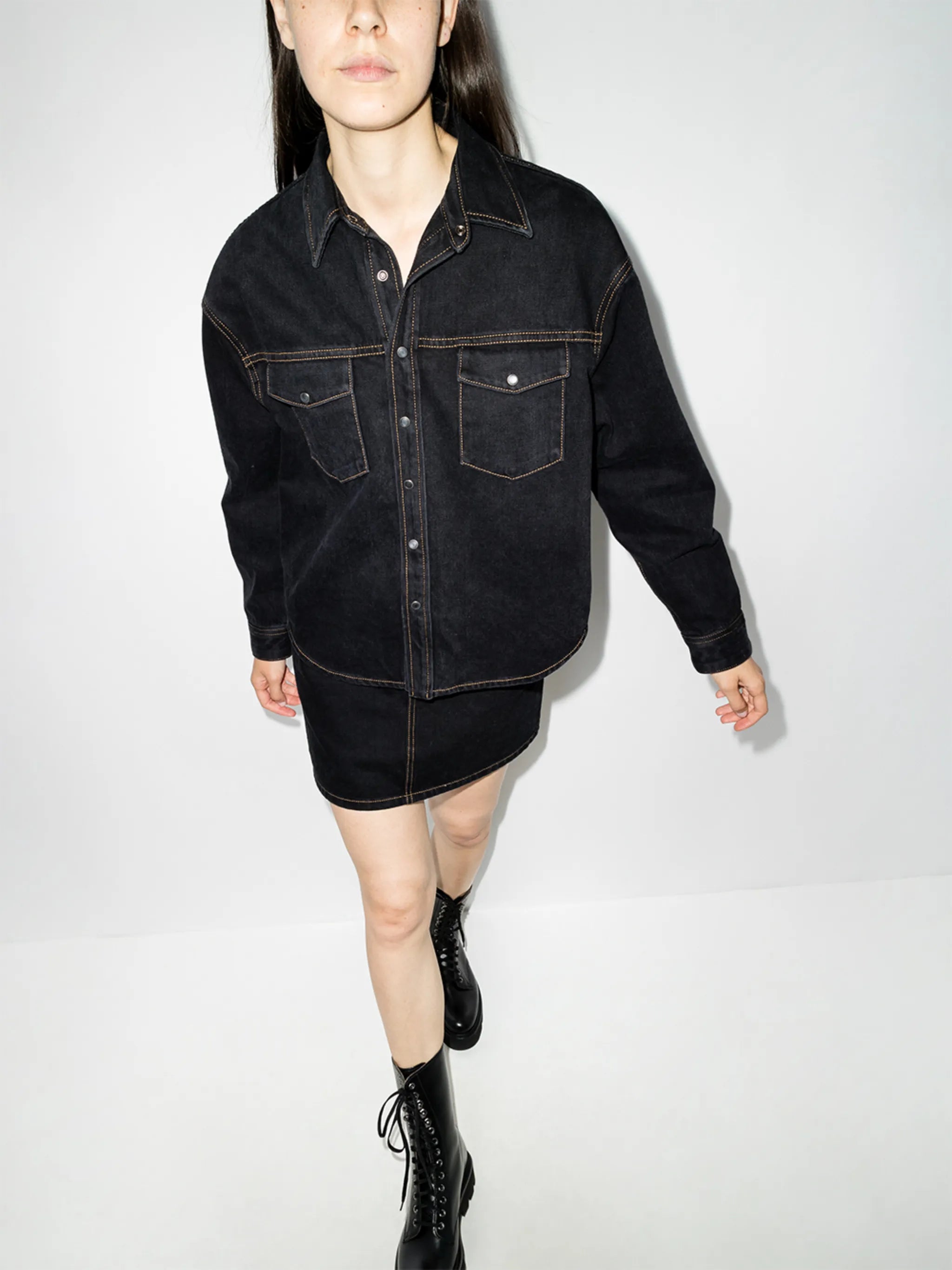 oversized denim button jacket