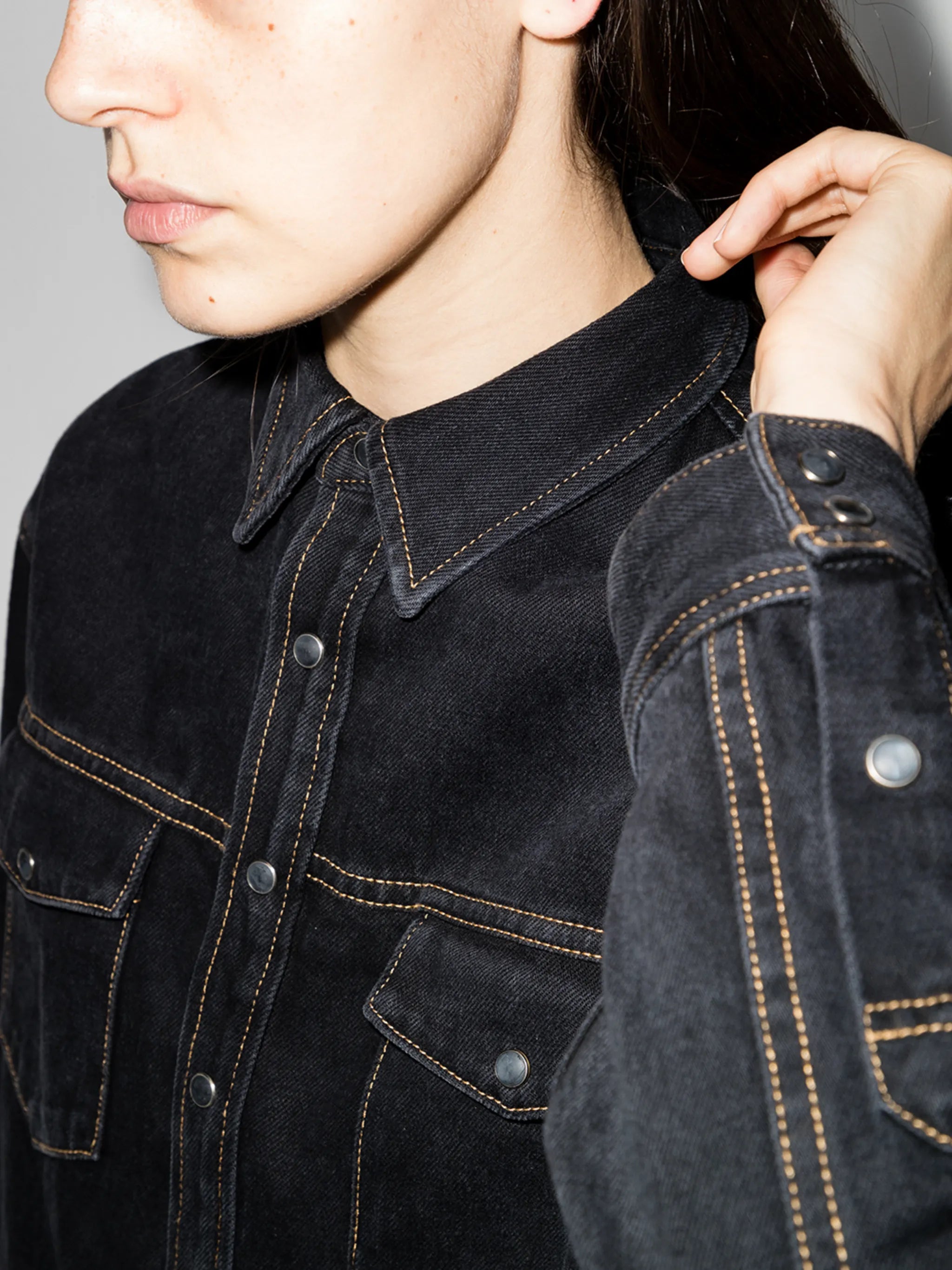 oversized denim button jacket
