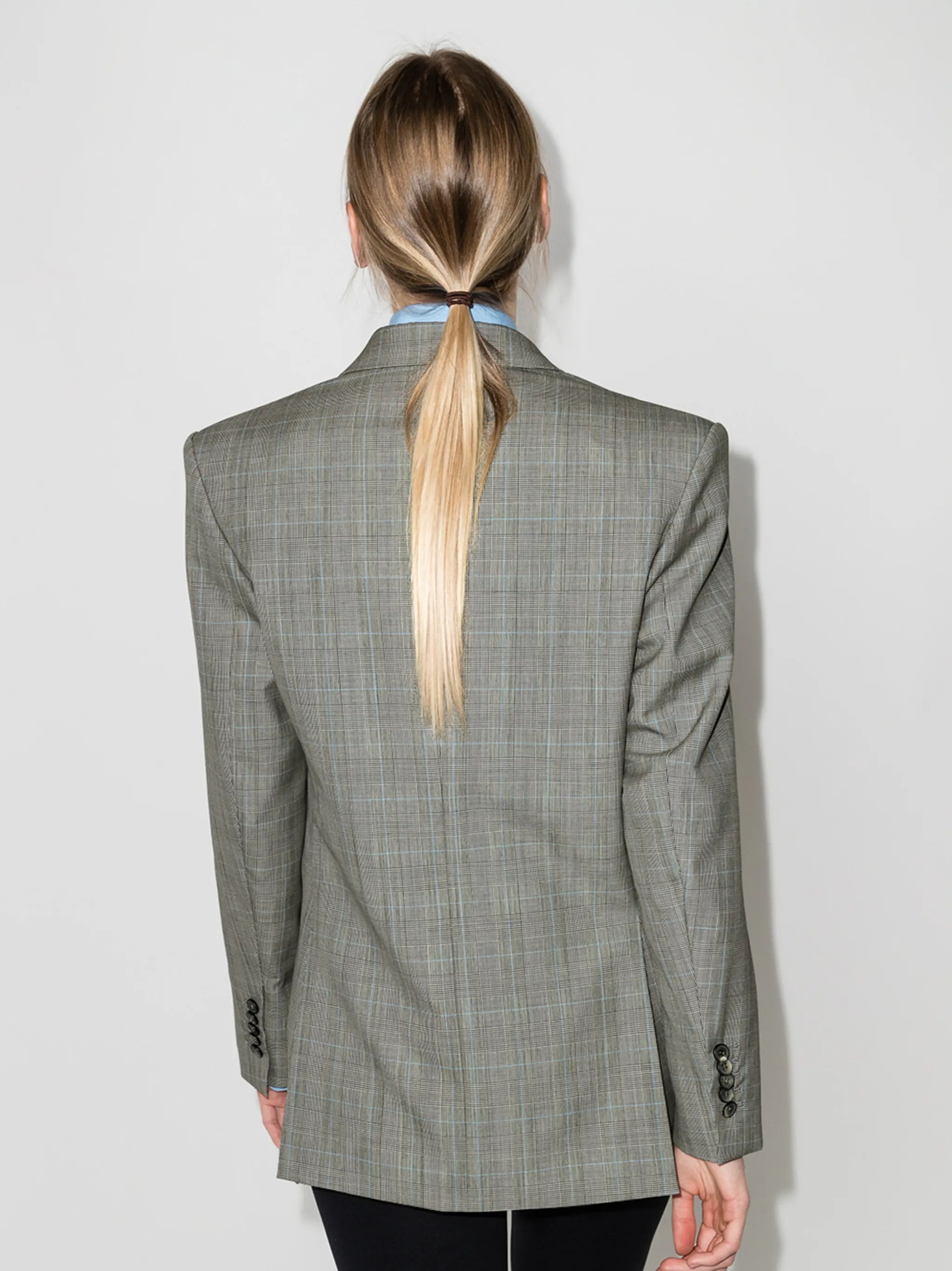 double-breasted check print blazer