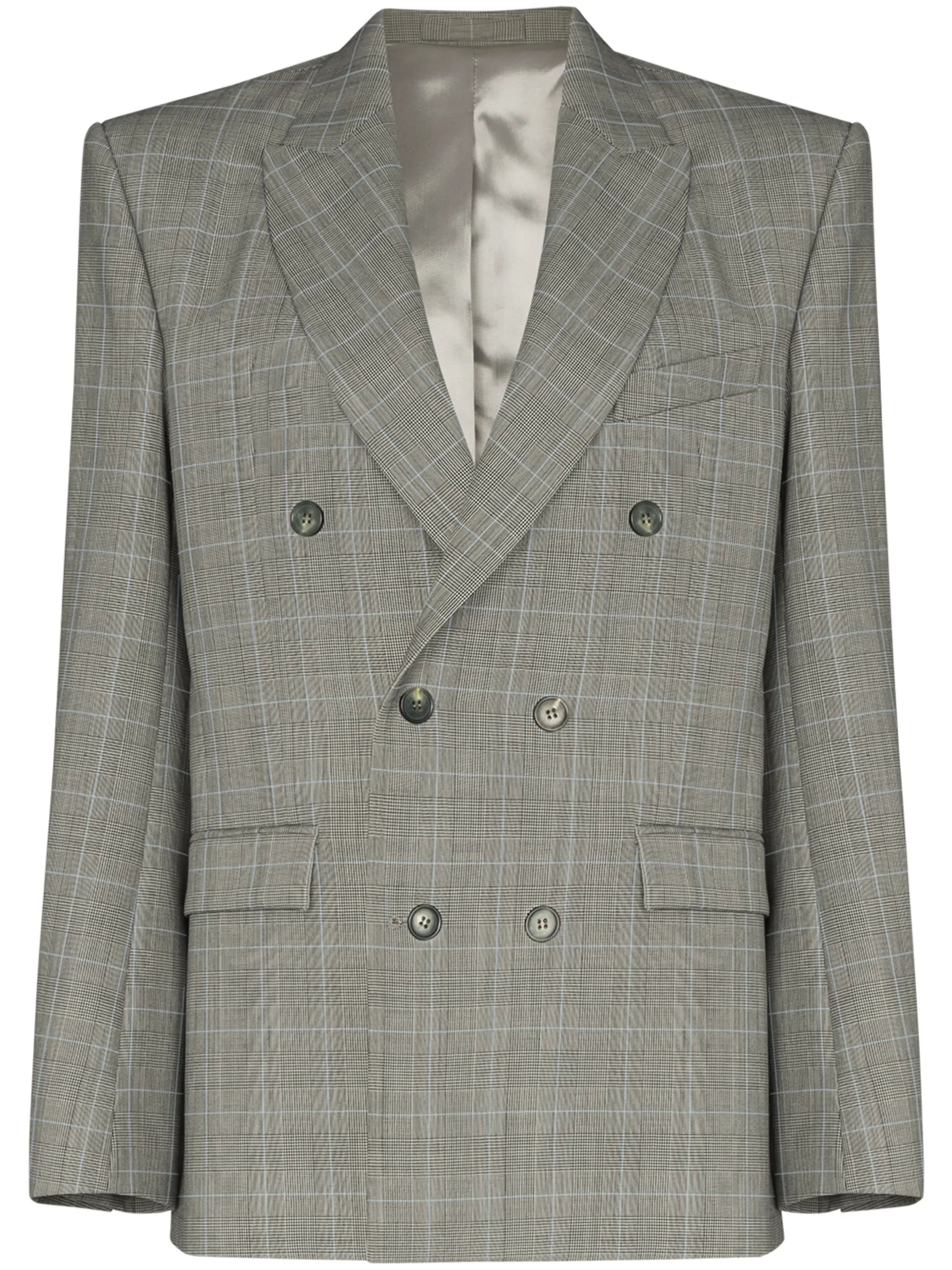 double-breasted check print blazer