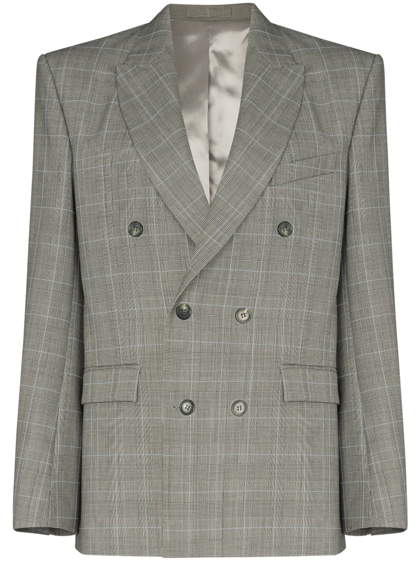 double-breasted check print blazer