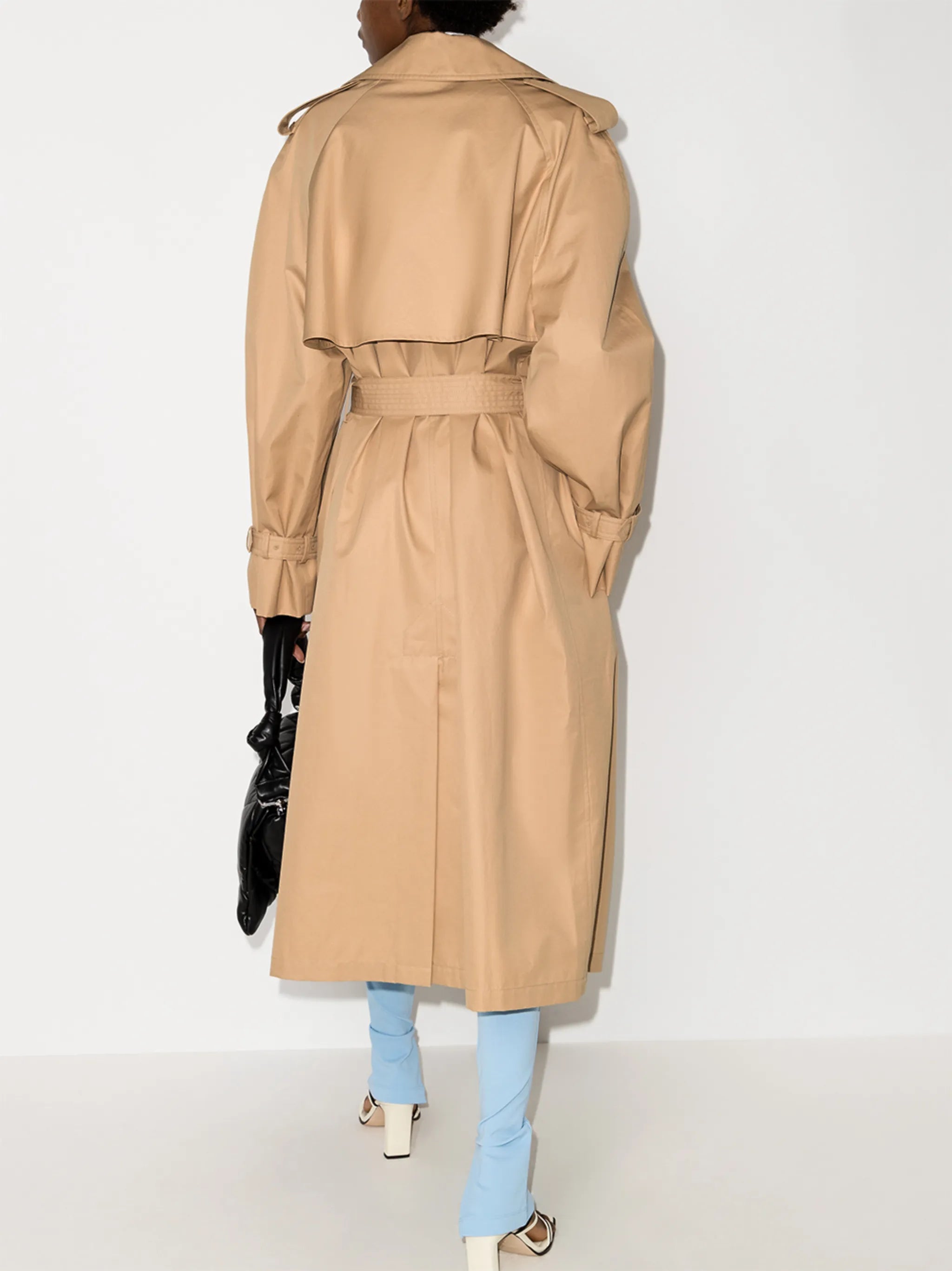 belted double-breasted trench coat
