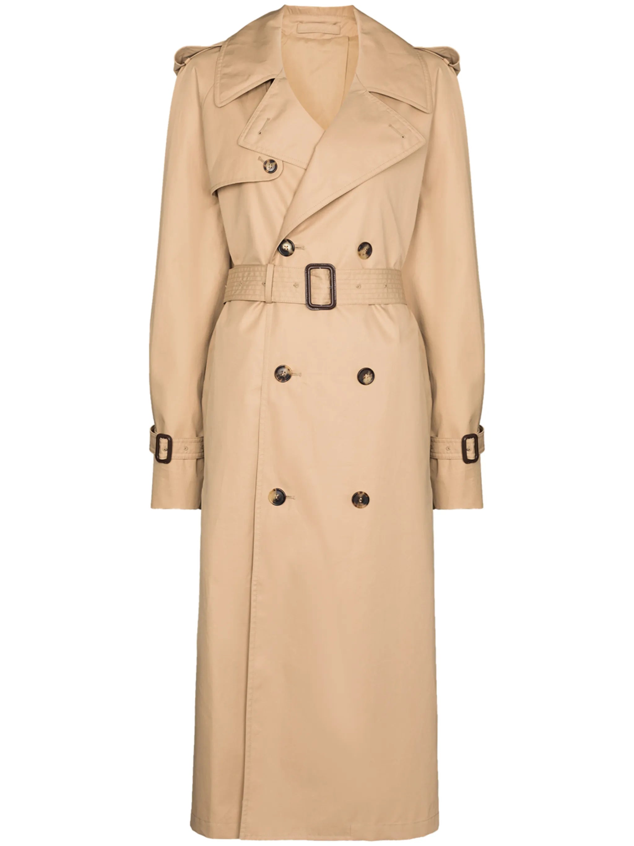 belted double-breasted trench coat