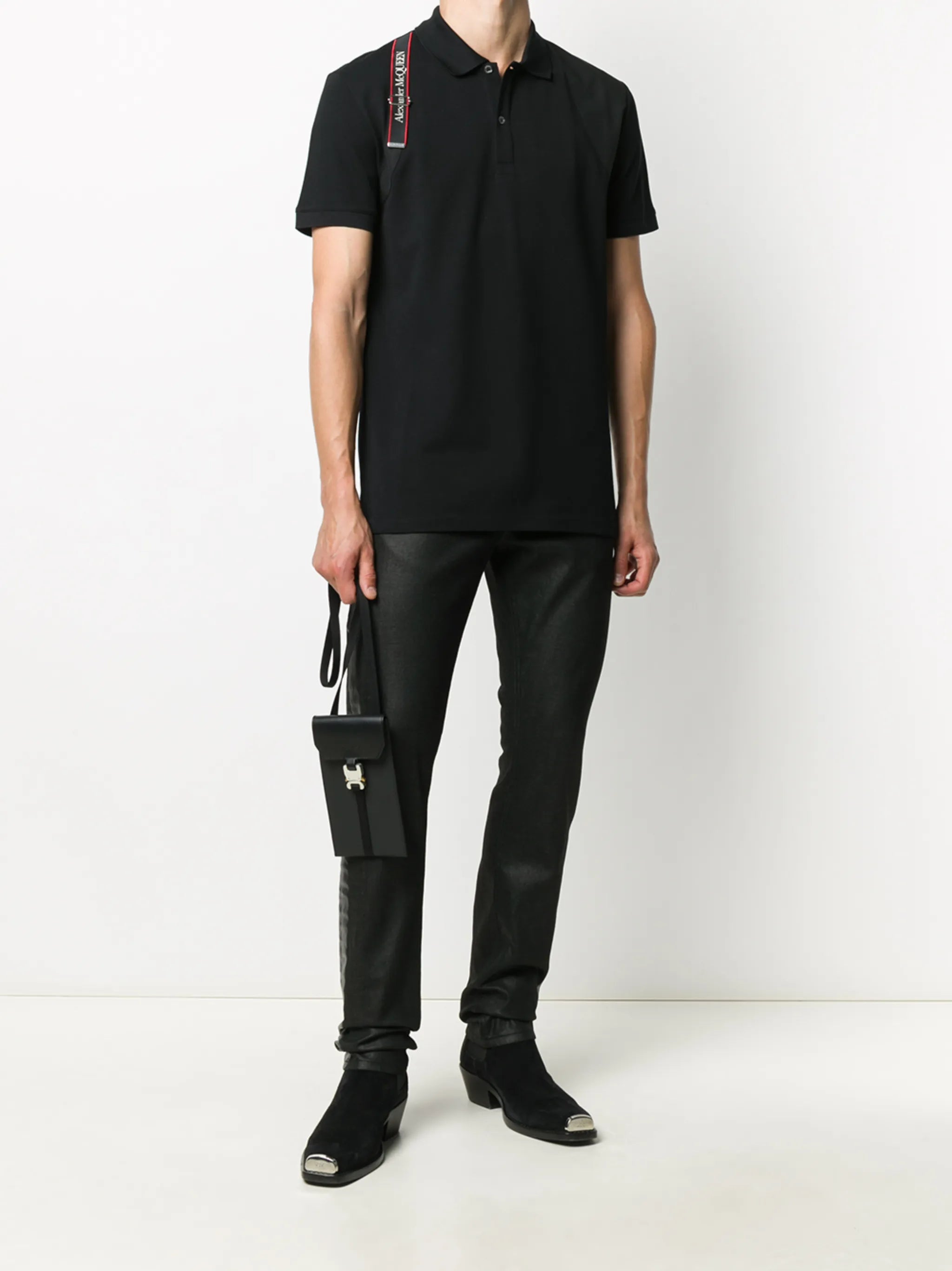 logo harness-strap polo shirt