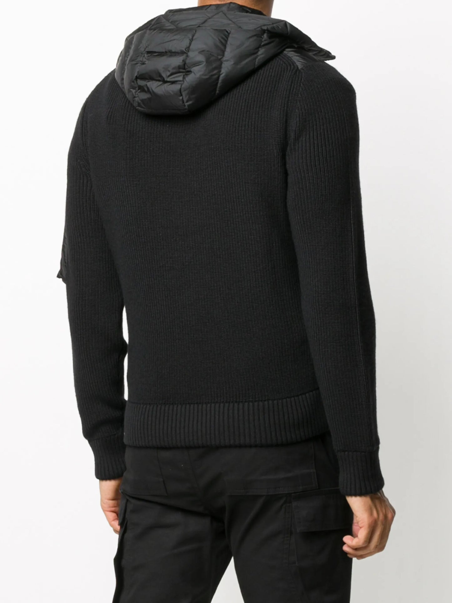quilted-panel hooded jacket