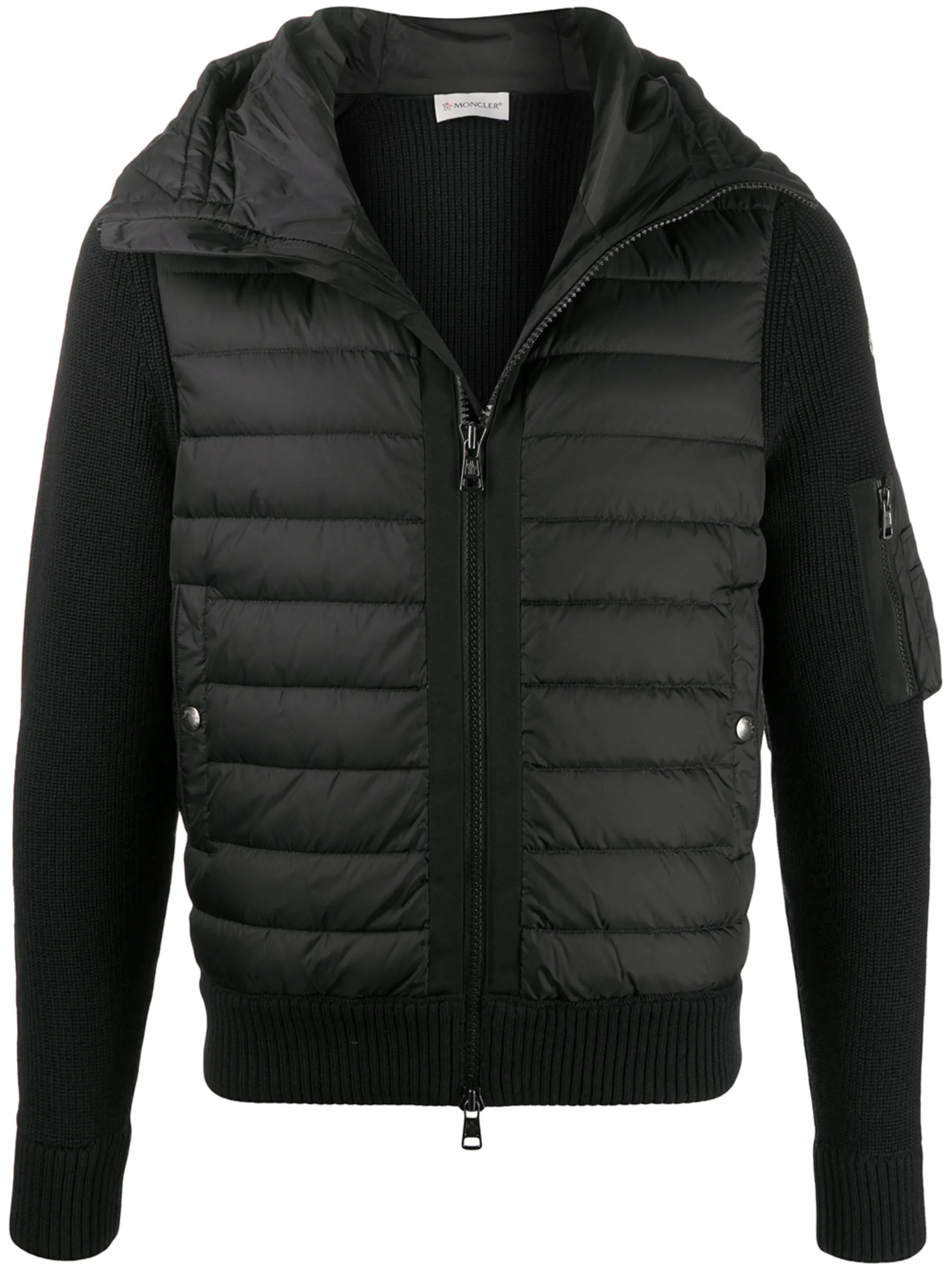 quilted-panel hooded jacket