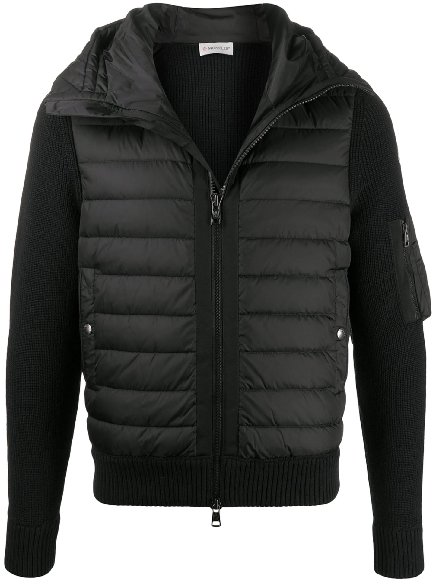 quilted-panel hooded jacket