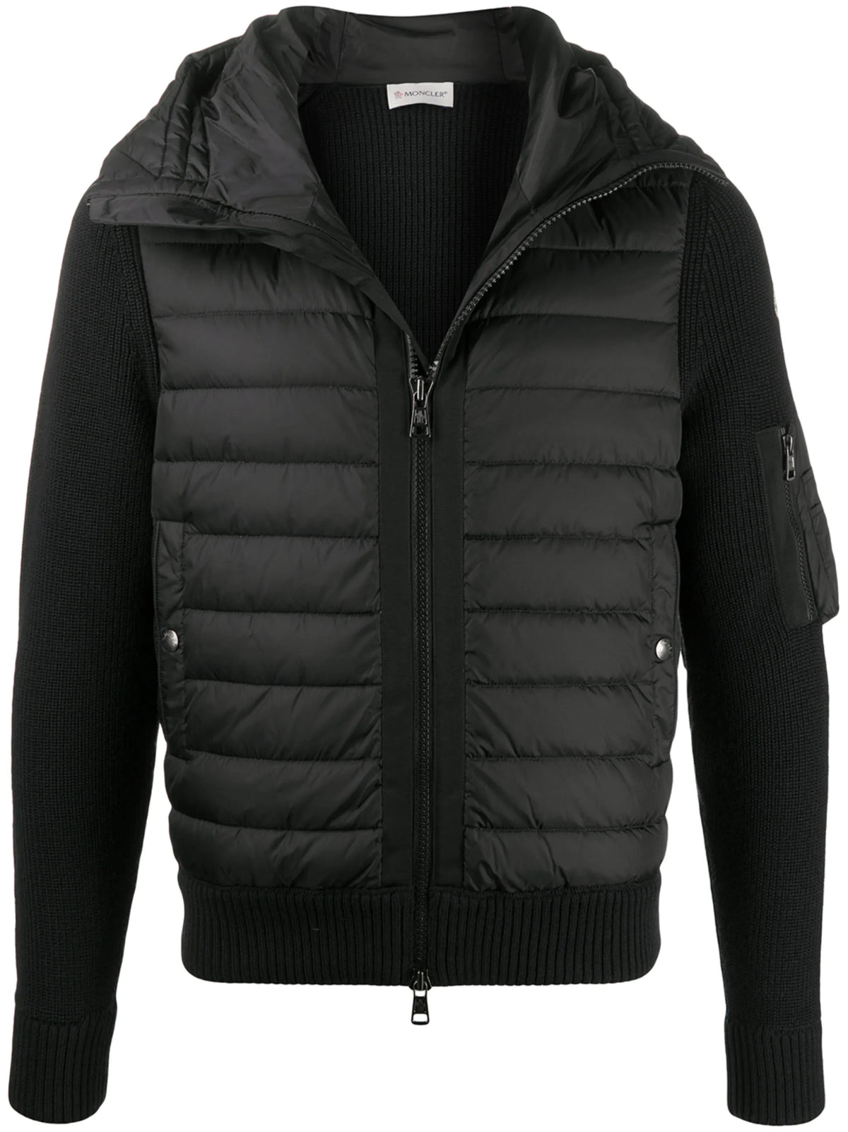 quilted-panel hooded jacket