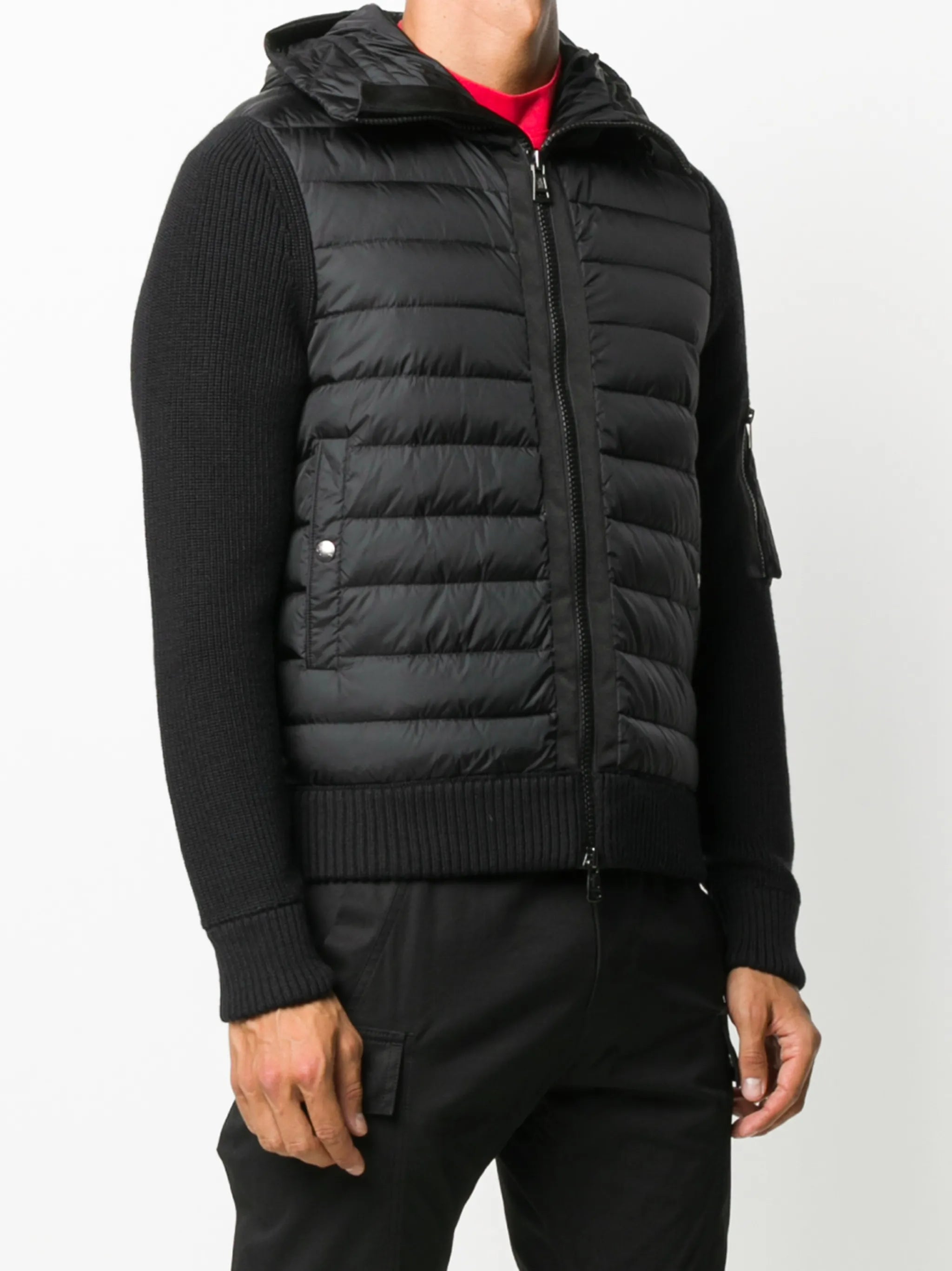 quilted-panel hooded jacket