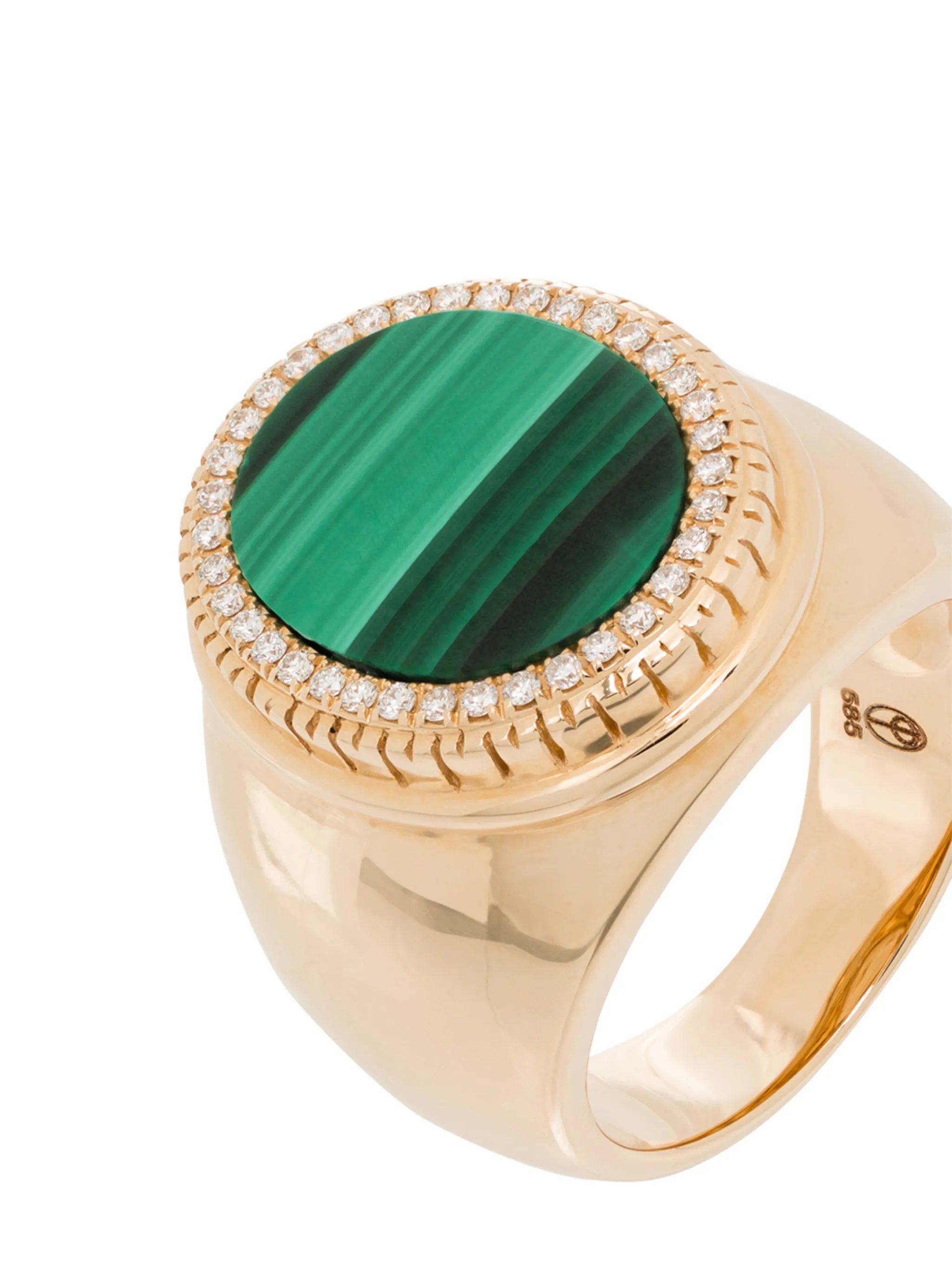 14kt yellow gold malachite ring