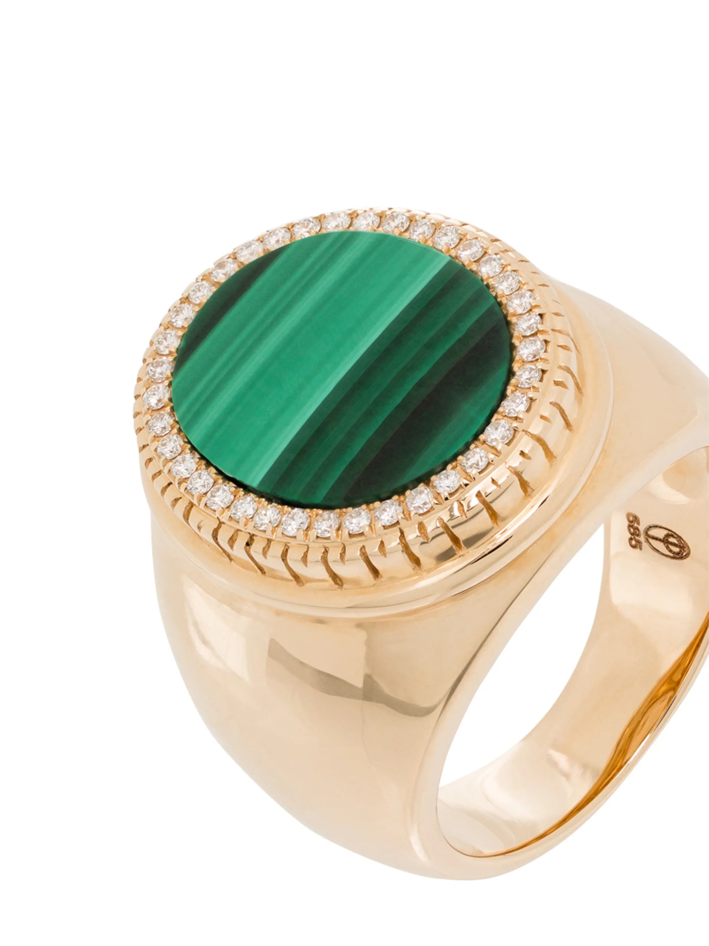 14kt yellow gold malachite ring