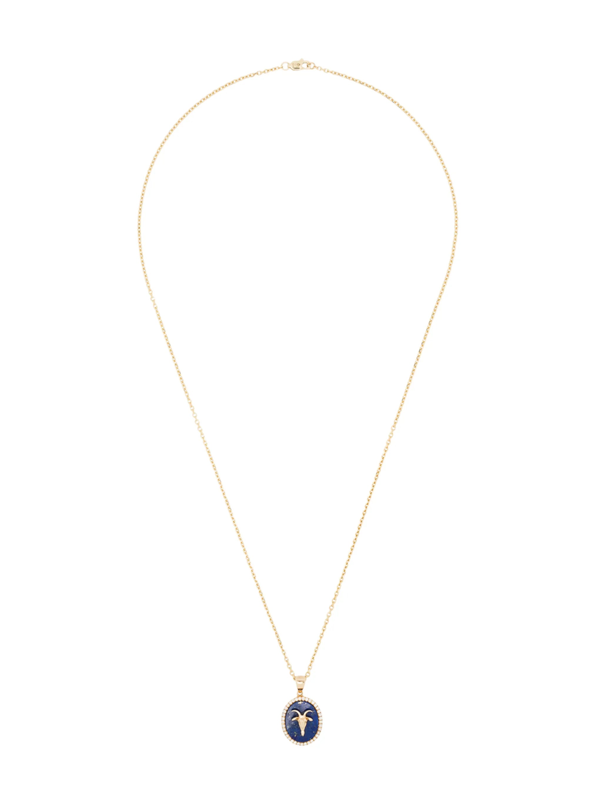 Capricorn 14kt yellow gold lapis lazuli diamond necklace