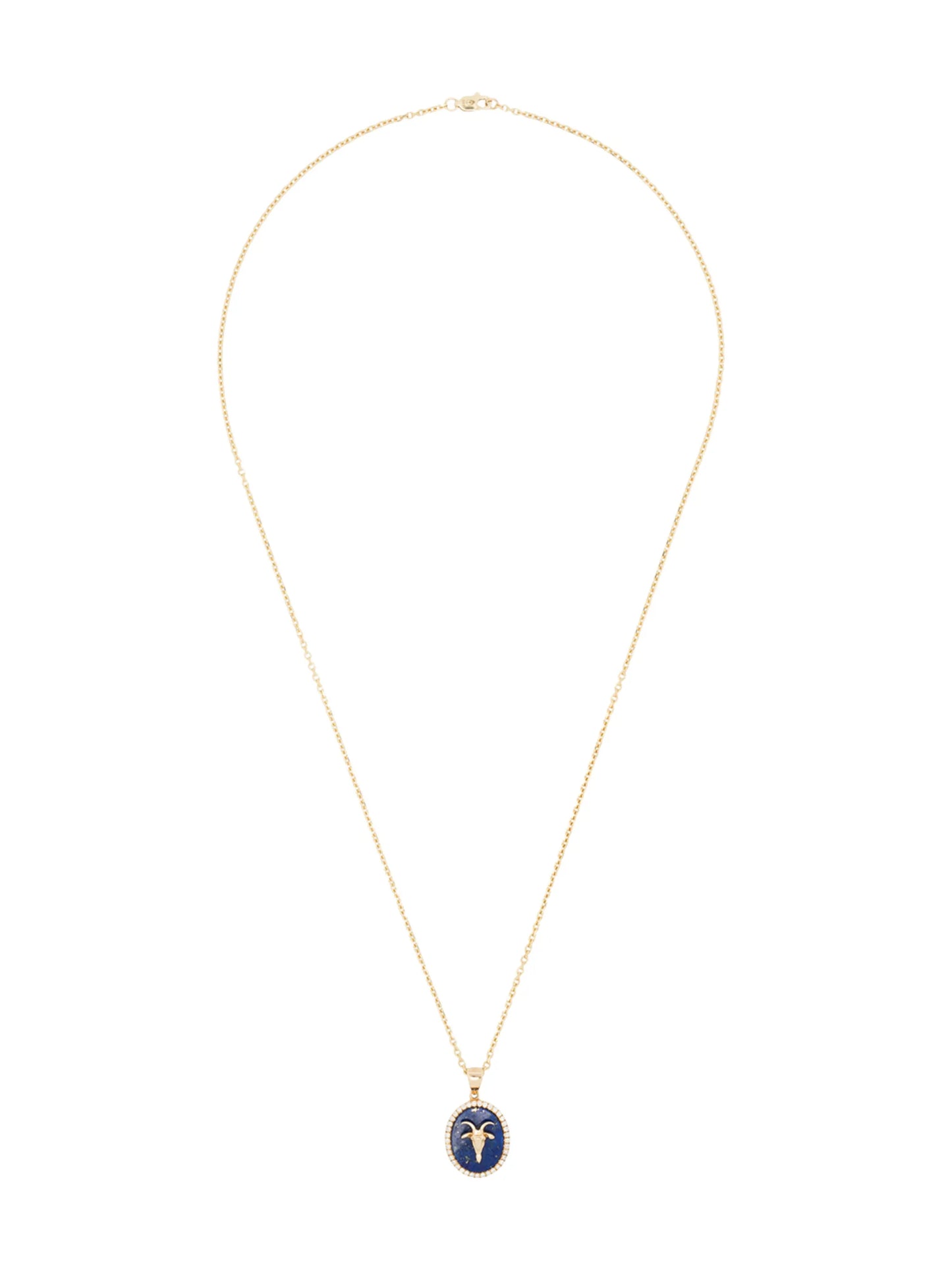 Capricorn 14kt yellow gold lapis lazuli diamond necklace