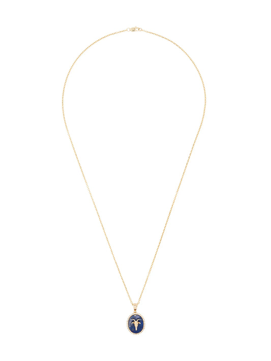 Capricorn 14kt yellow gold lapis lazuli diamond necklace