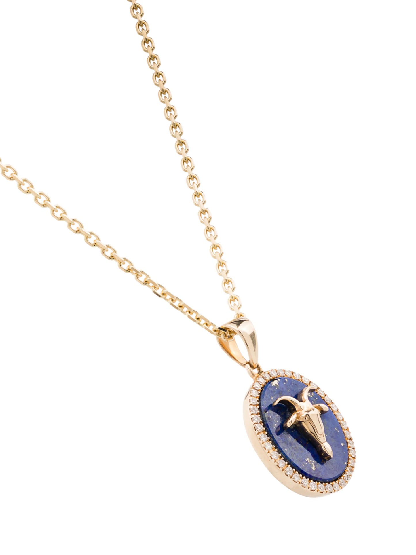 Capricorn 14kt yellow gold lapis lazuli diamond necklace