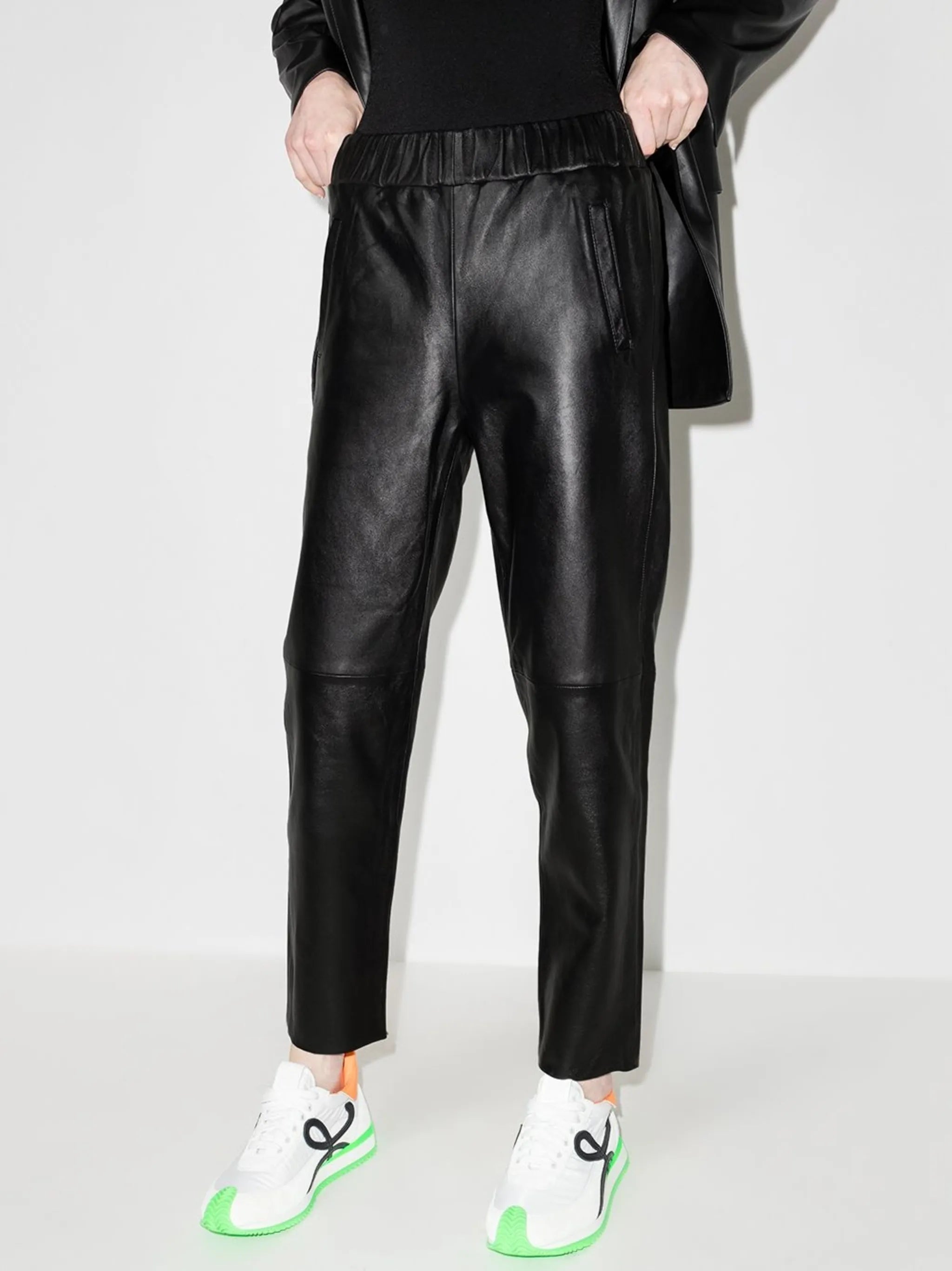 Noni leather track pants