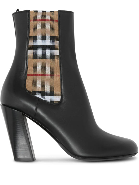 vintage check detail ankle boots