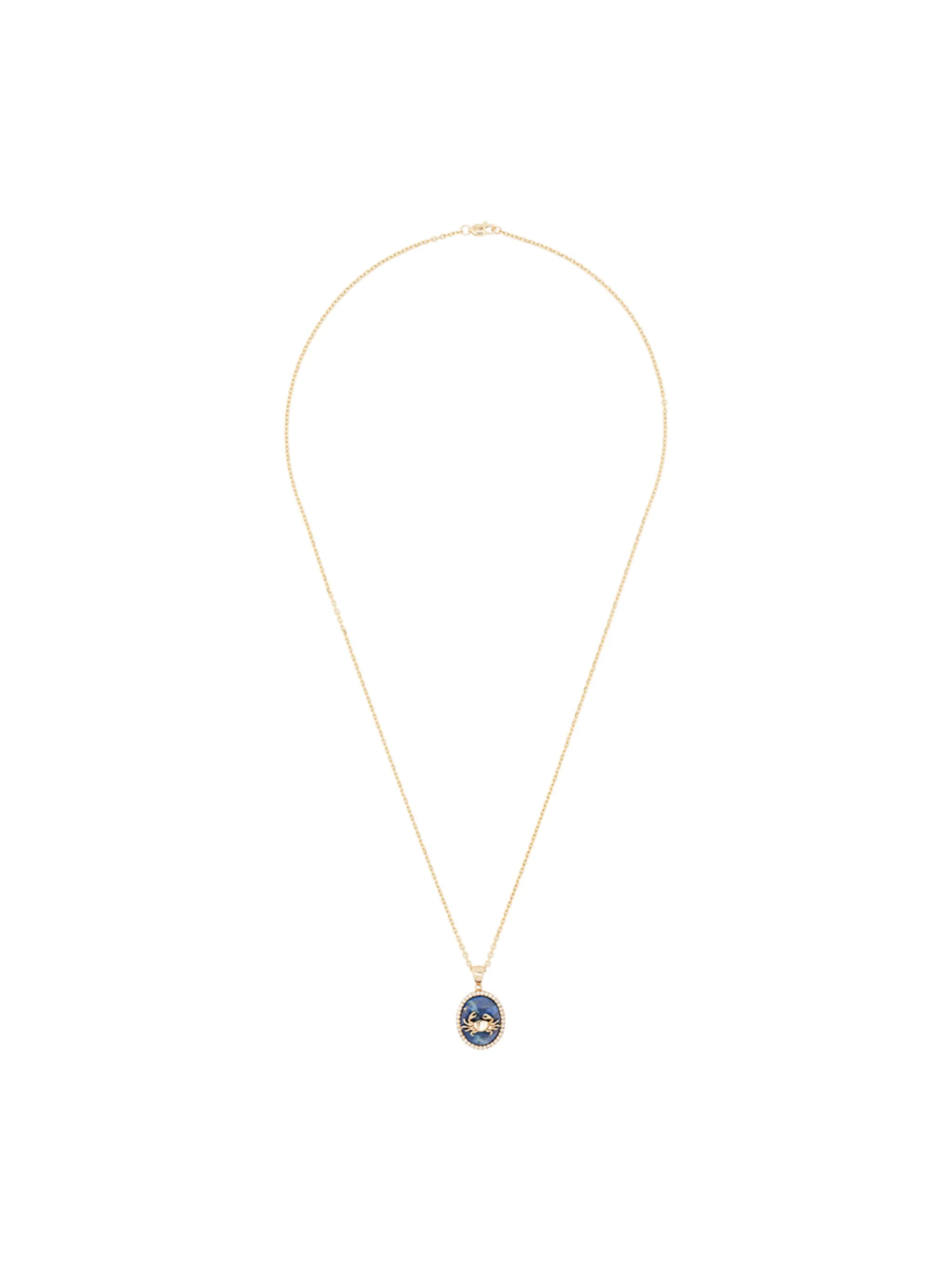 14kt yellow gold Cancer lapis necklace