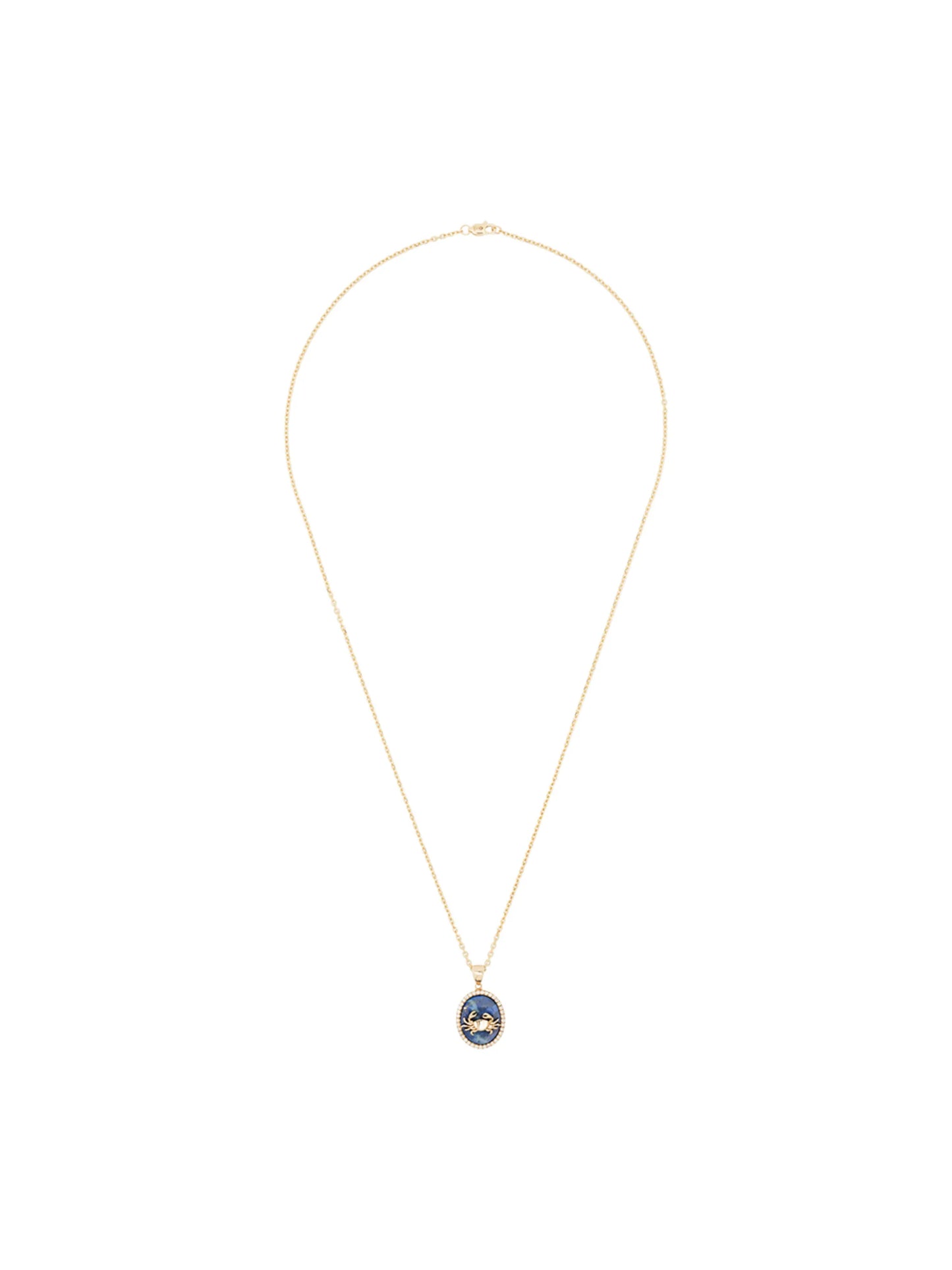 14kt yellow gold Cancer lapis necklace
