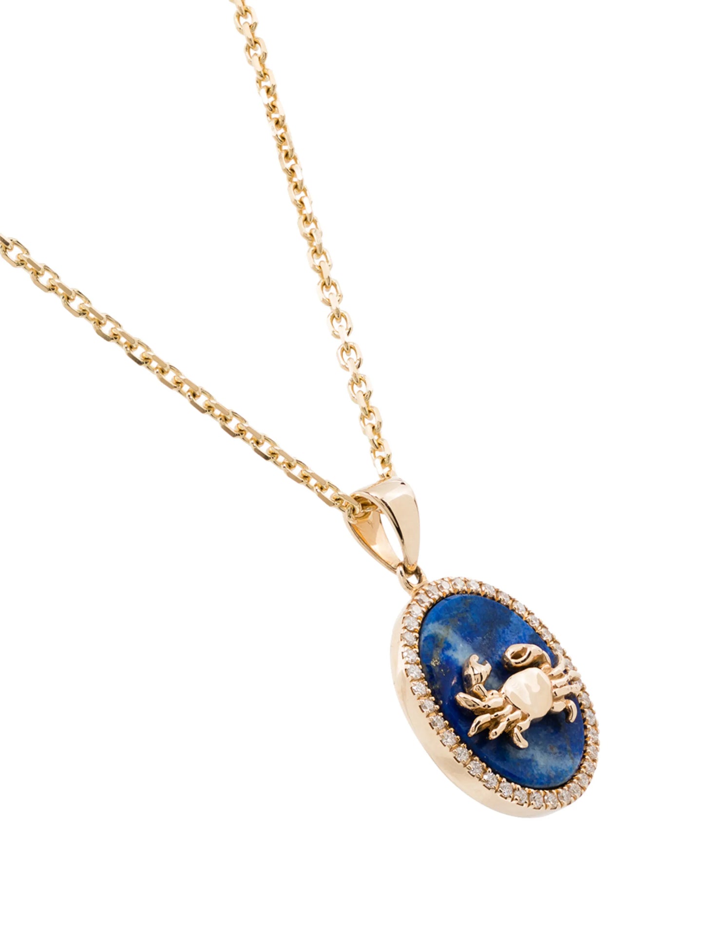 14kt yellow gold Cancer lapis necklace