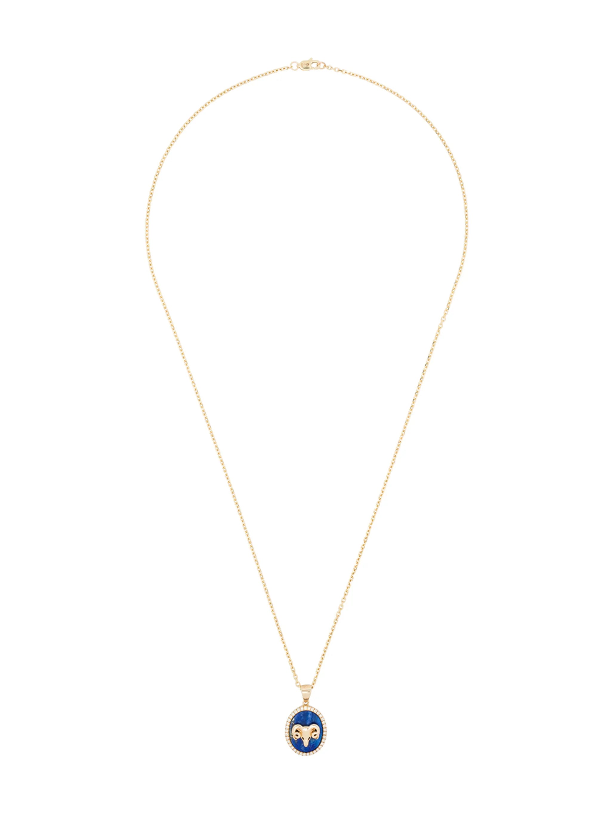Aries 14kt yellow gold lapis lazuli diamond necklace