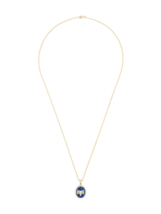 Aries 14kt yellow gold lapis lazuli diamond necklace