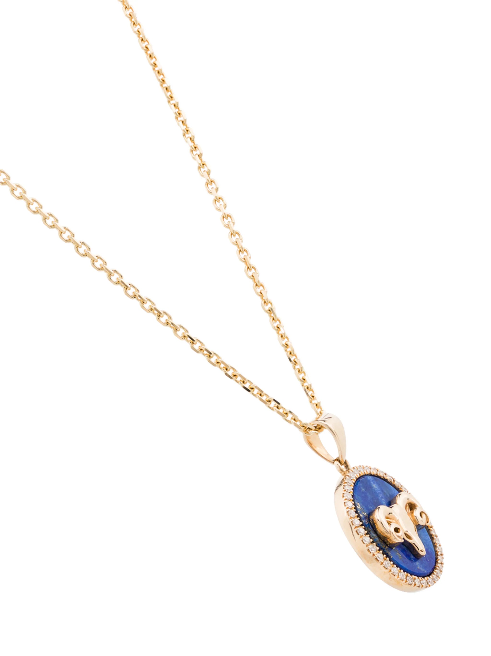 Aries 14kt yellow gold lapis lazuli diamond necklace