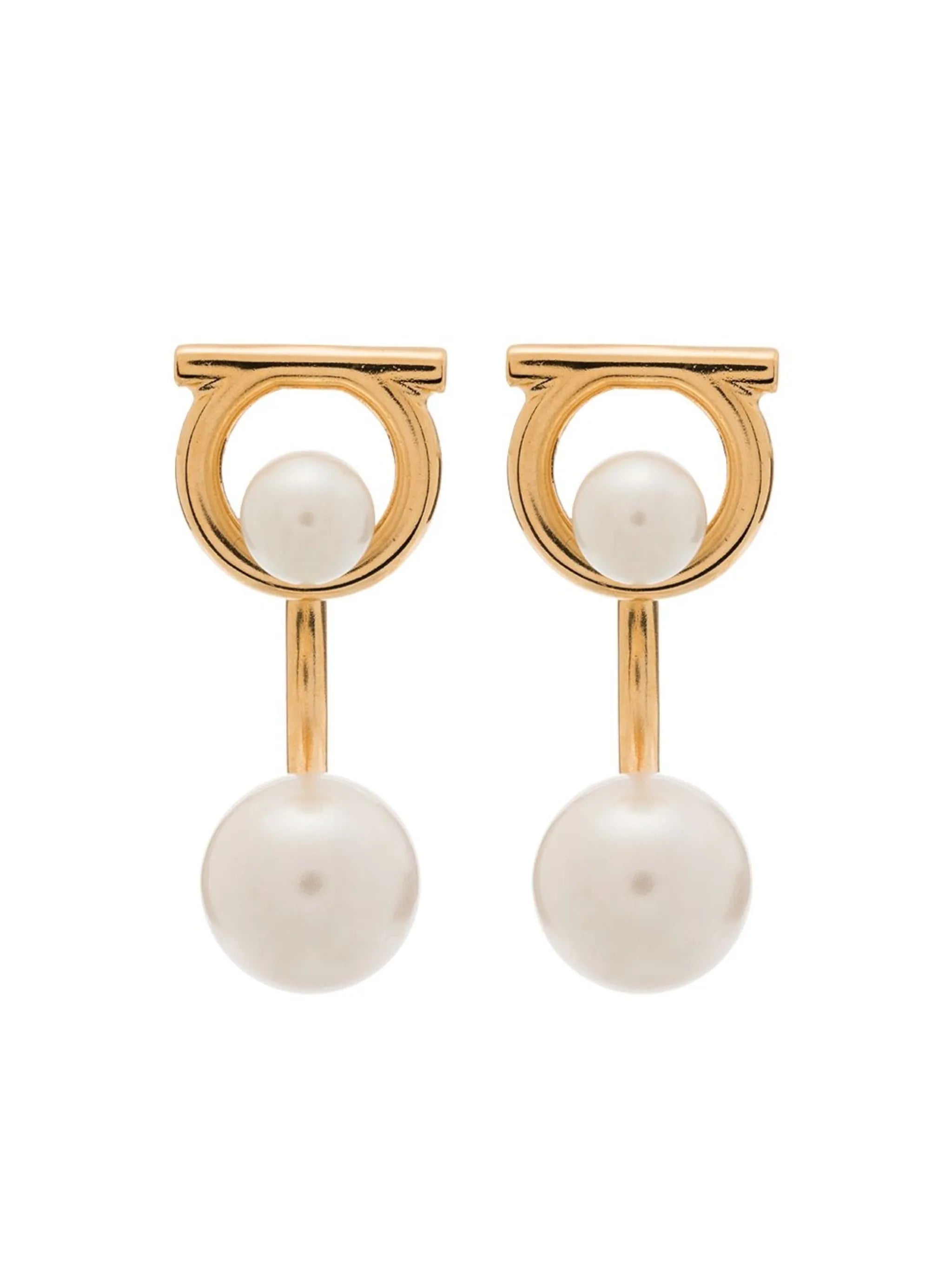 Gancini glass-pearl earrings