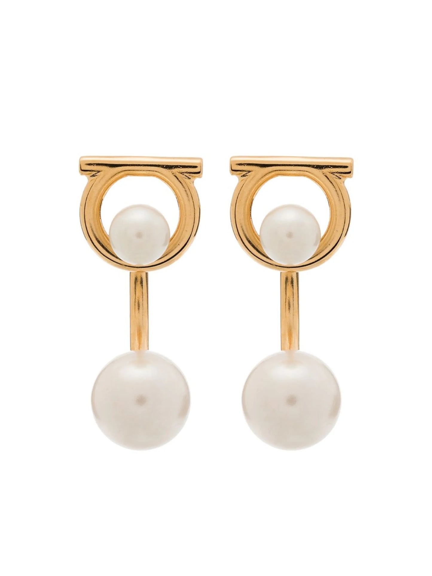 Gancini glass-pearl earrings
