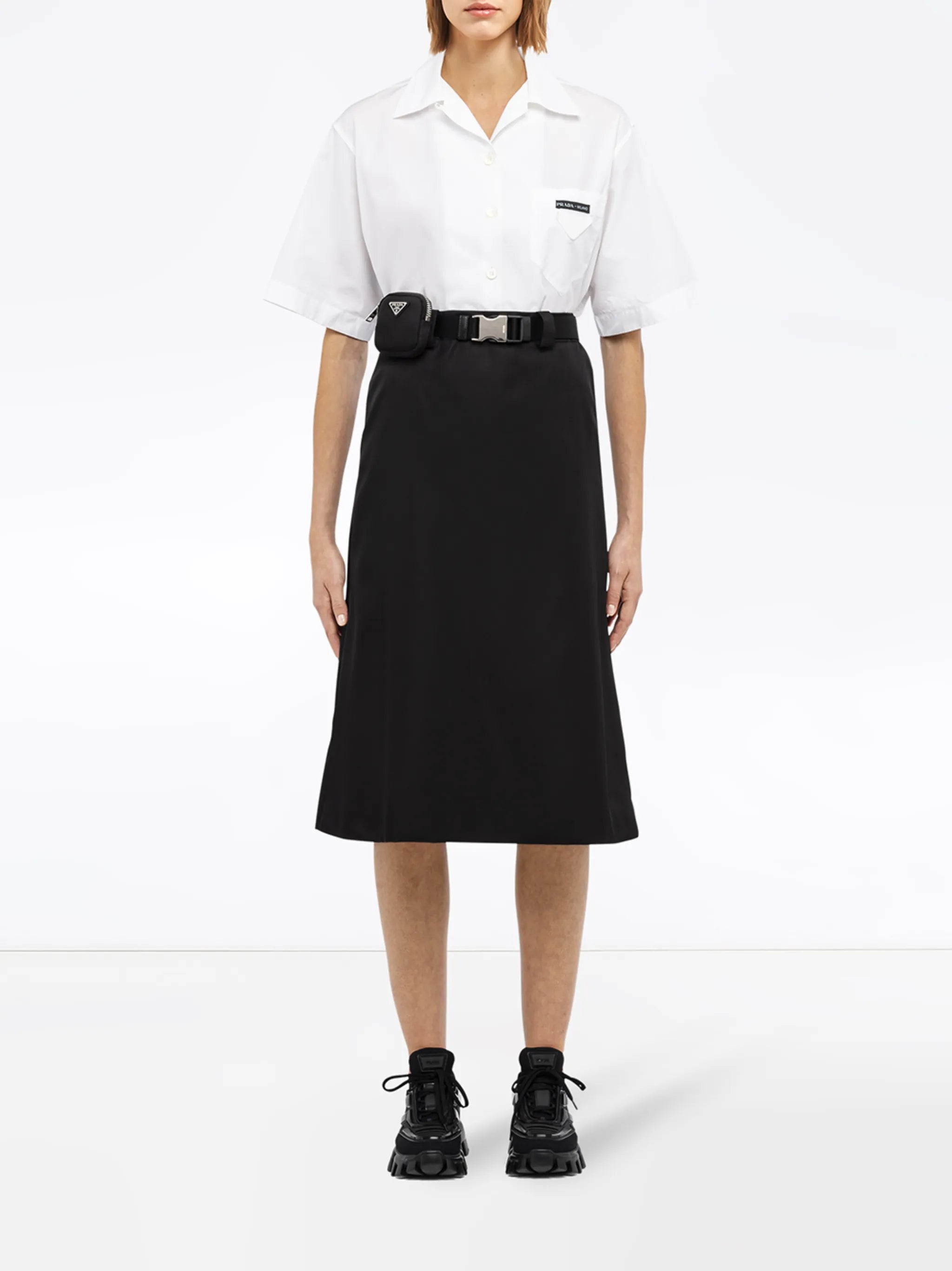 Re-Nylon gabardine skirt