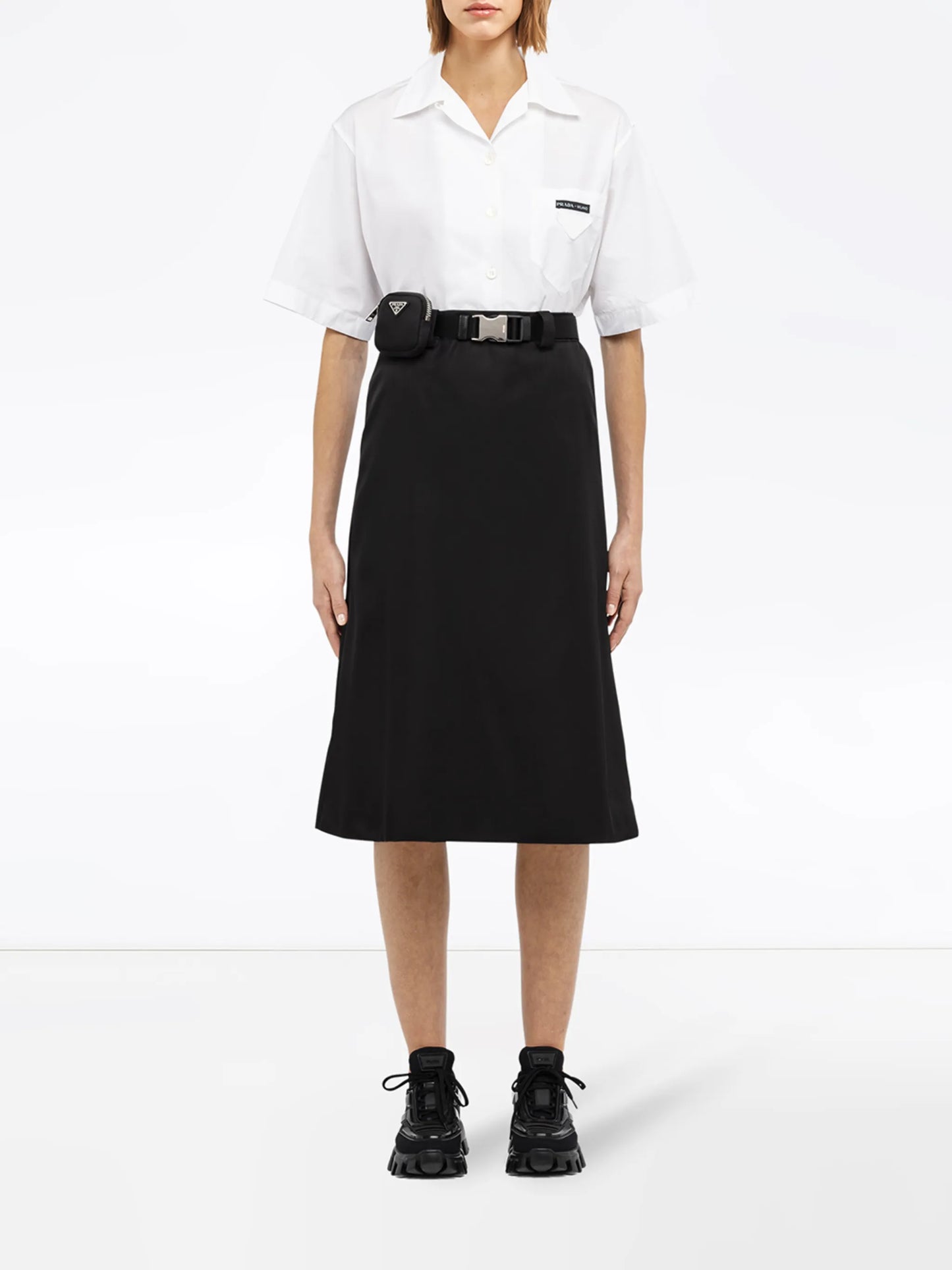 Re-Nylon gabardine skirt