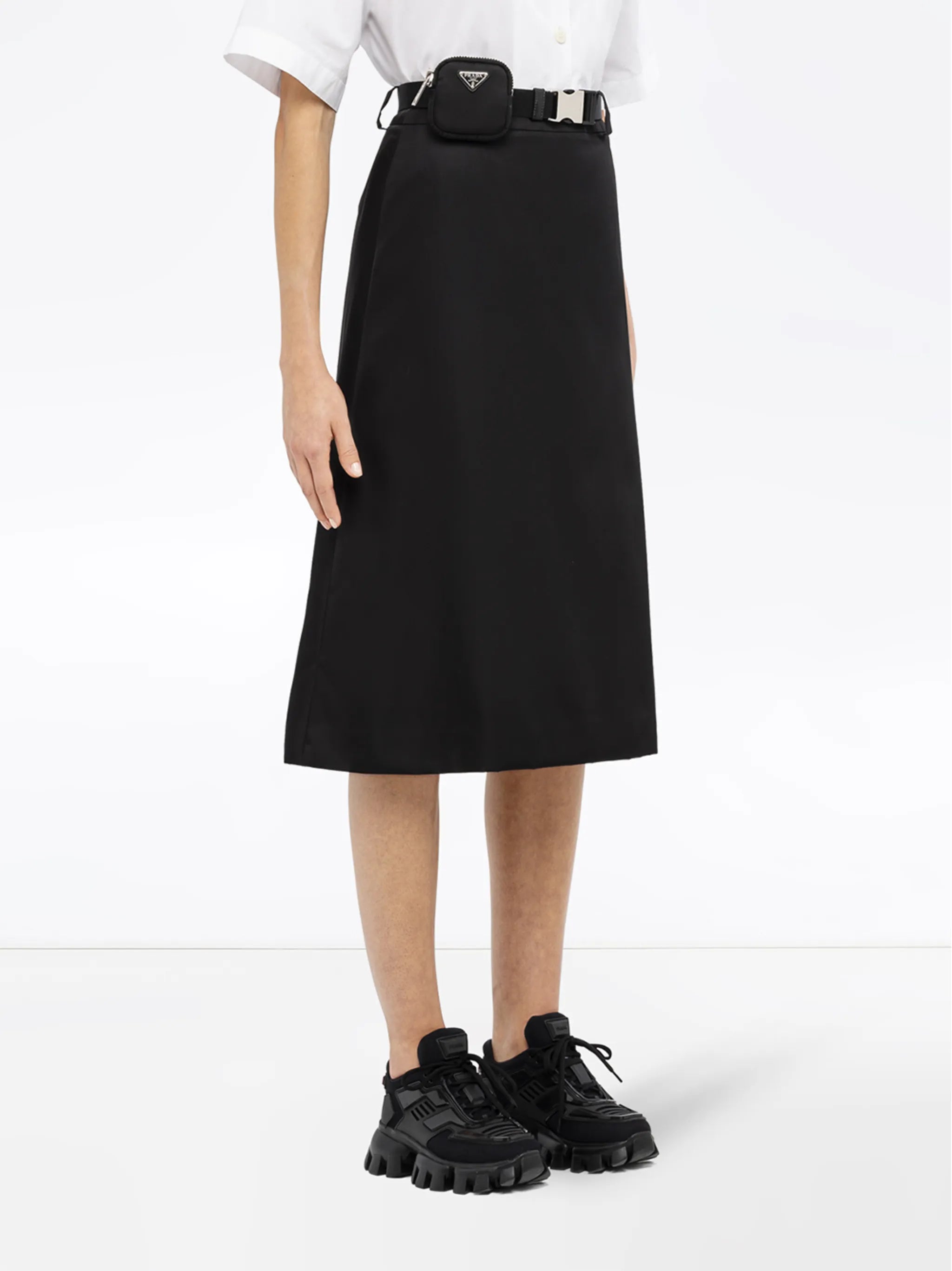 Re-Nylon gabardine skirt