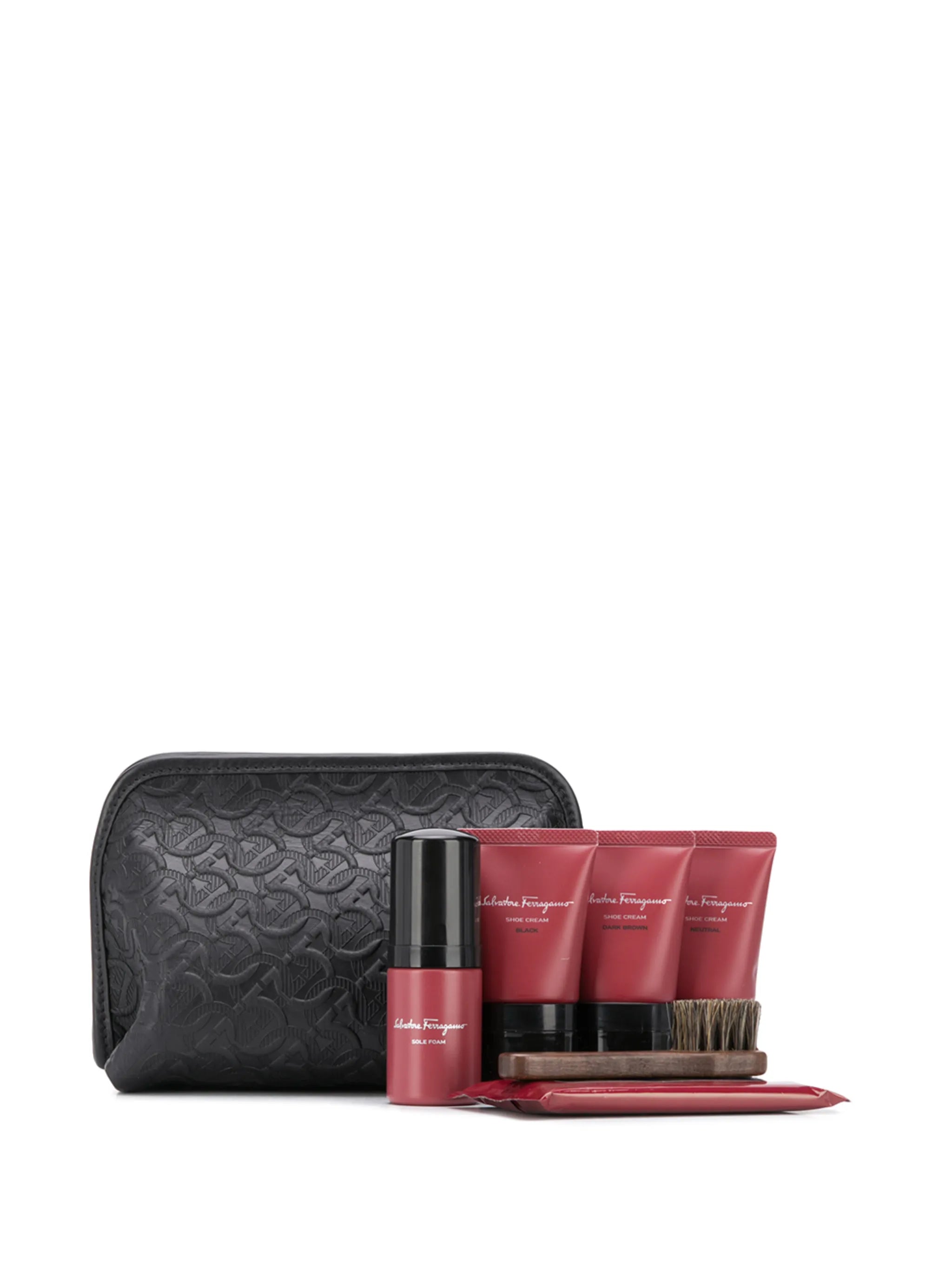 Gancini Embossed Leather shoe care set
