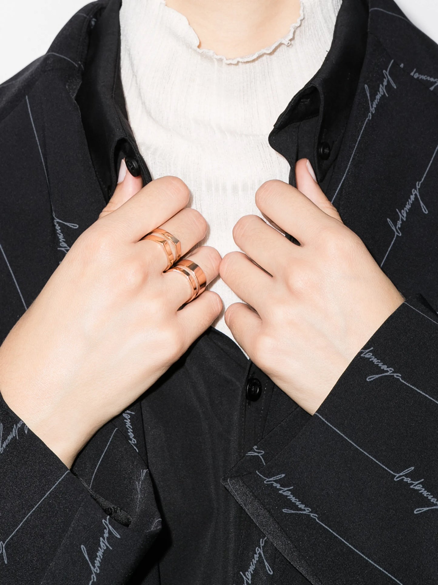 18kt rose gold Antifer double ring