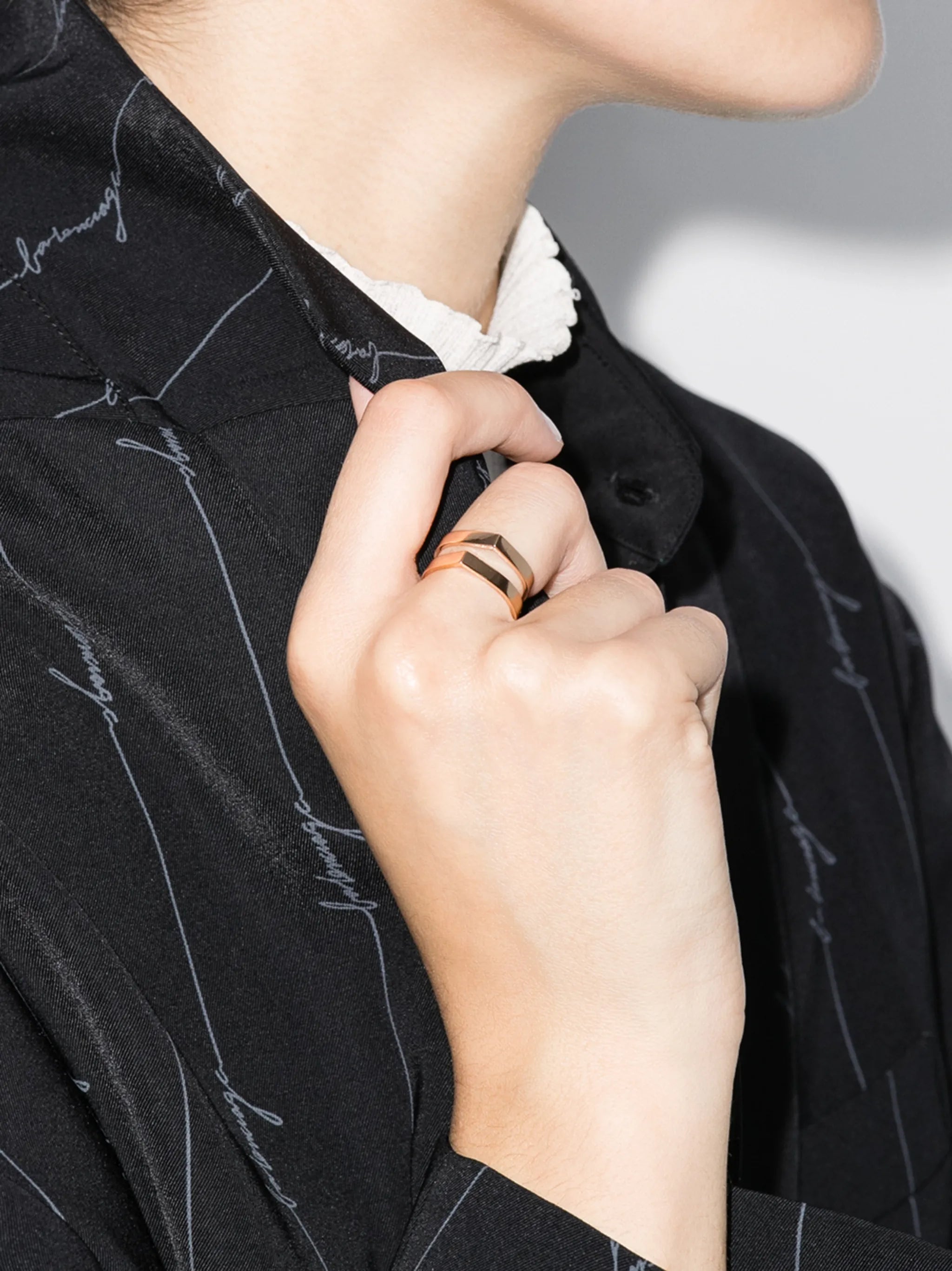 18kt rose gold Antifer double ring