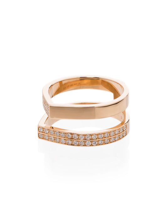 18kt rose gold Antifer double diamond ring