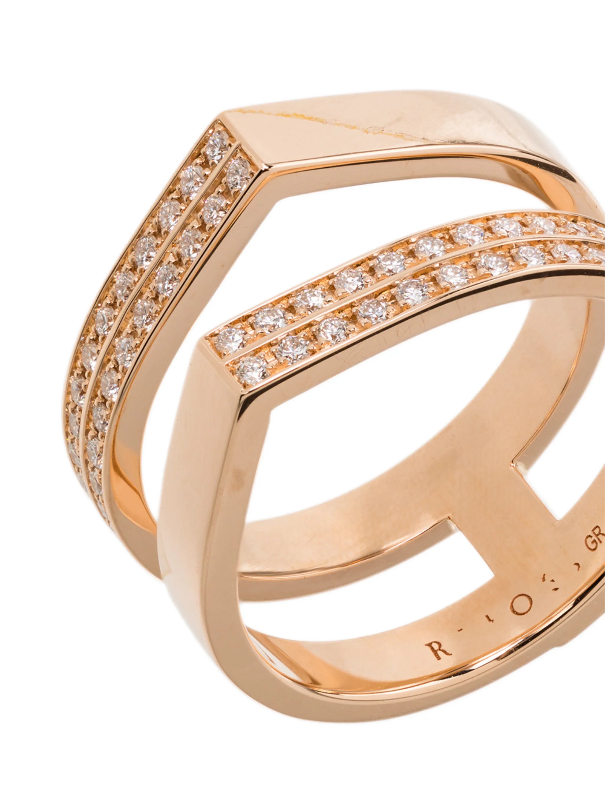 18kt rose gold Antifer double diamond ring
